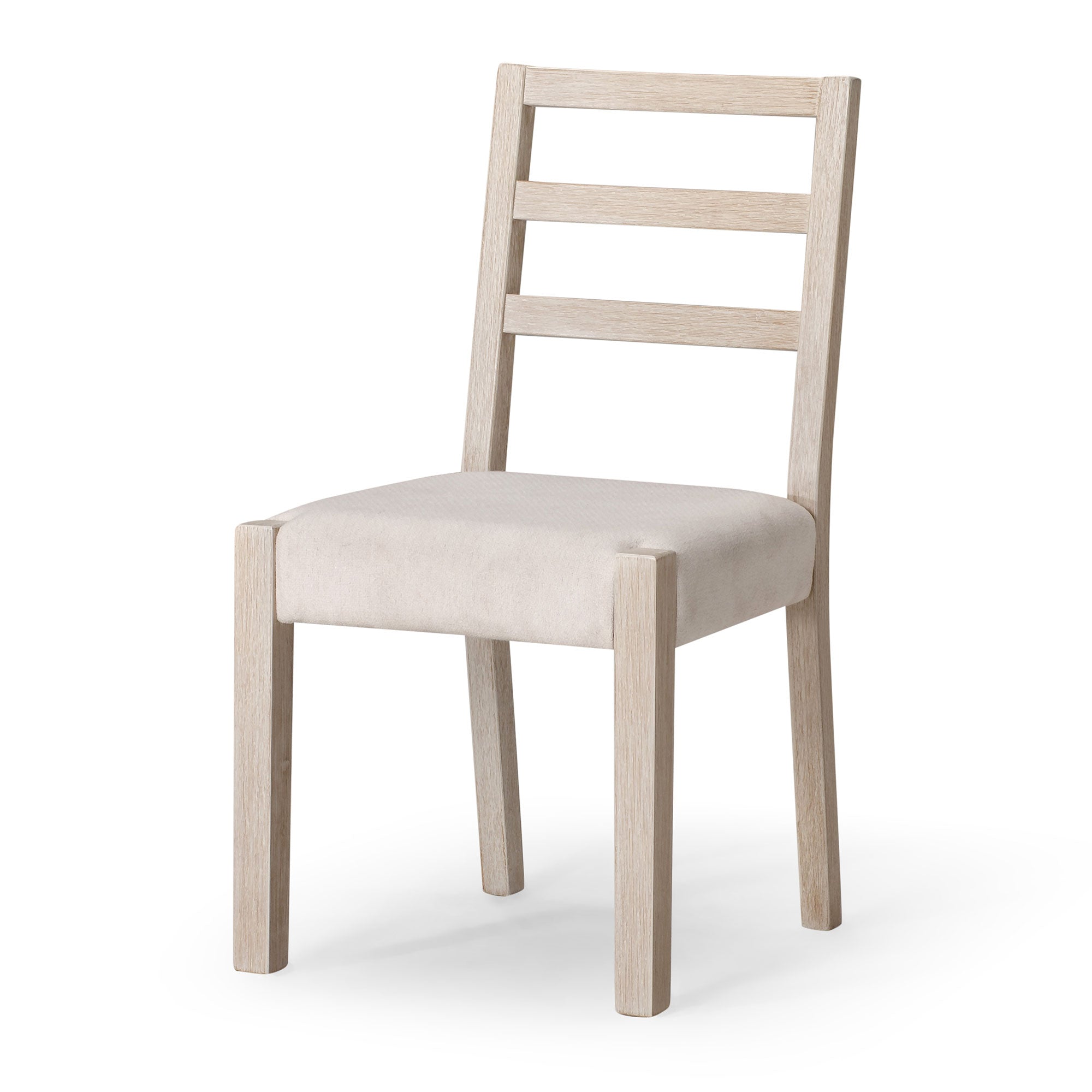 Willow Organic Wooden Dining Chair in Weathered White Finish with Cream Weave Fabric Upholstery, Set of 2 in Dining Furniture by Maven Lane