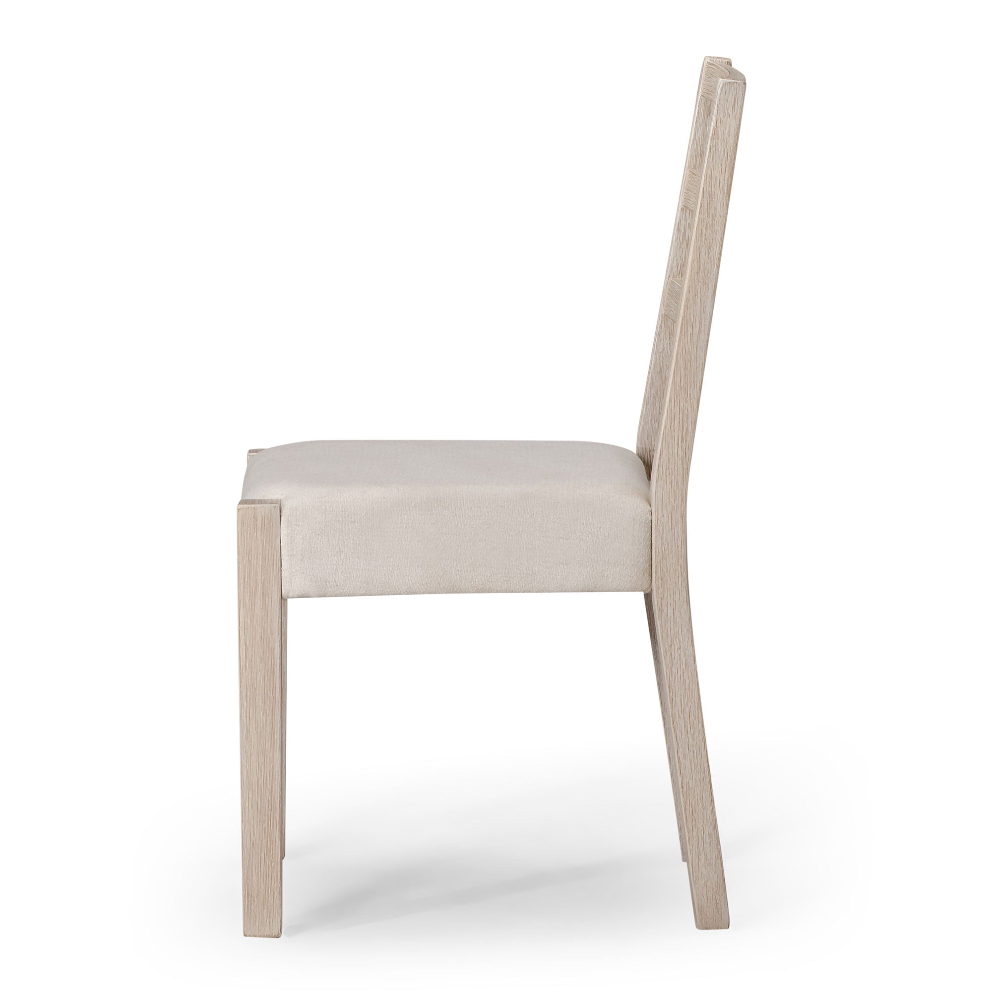 Willow Organic Wooden Dining Chair in Weathered White Finish with Cream Weave Fabric Upholstery, Set of 2 in Dining Furniture by Maven Lane