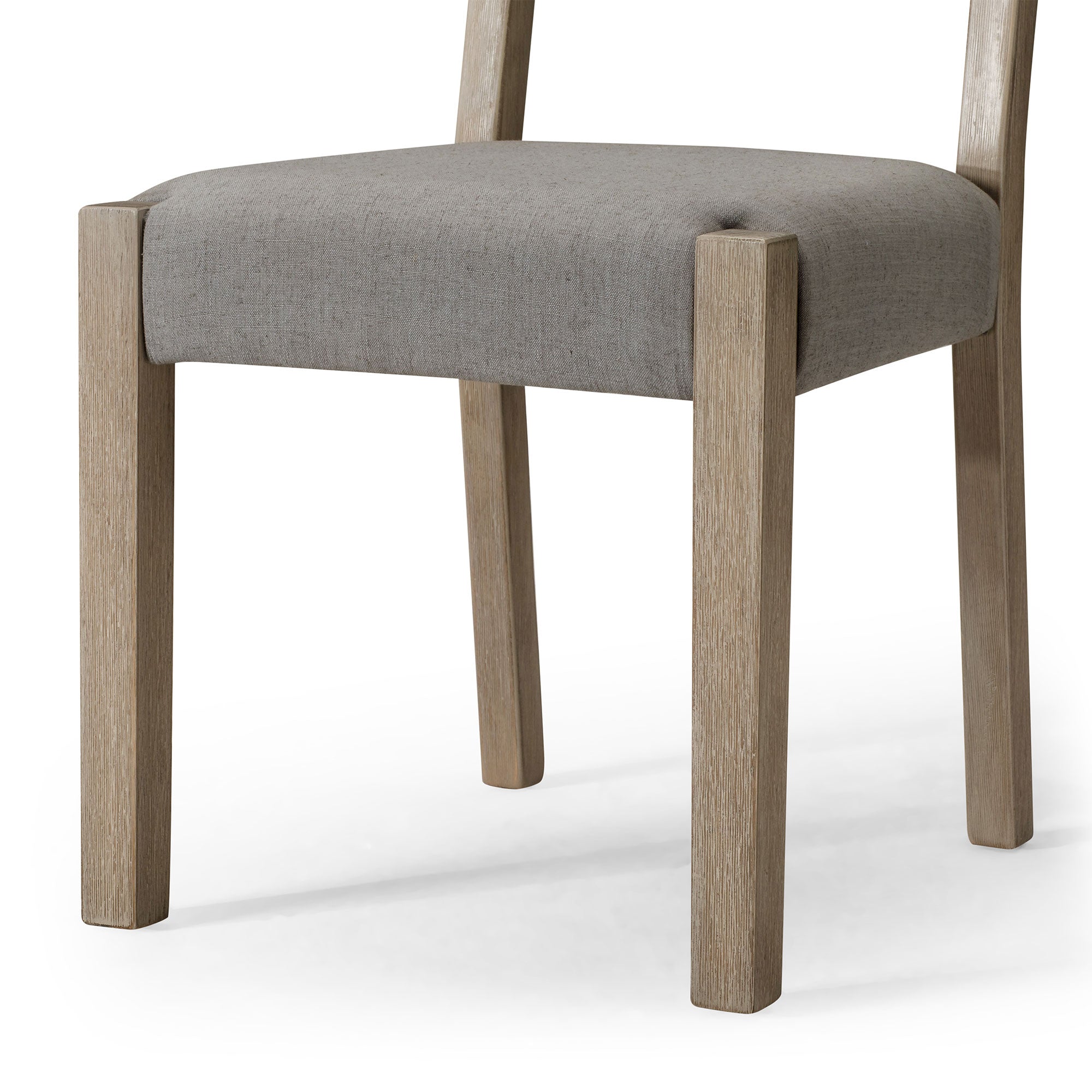 Willow Organic Wooden Dining Chair in Weathered Grey Finish with Slate Linen Fabric Upholstery, Set of 2 in Dining Chair by Maven Lane