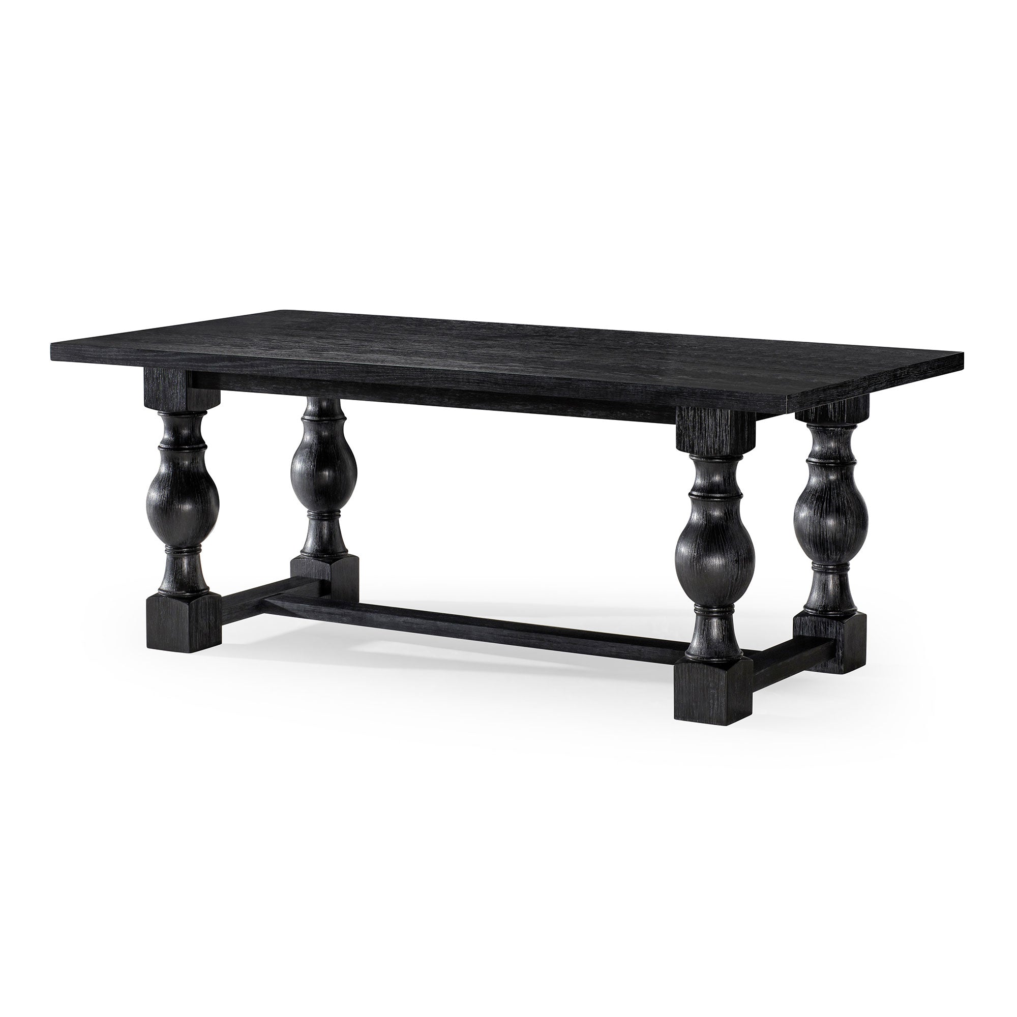 Leon Classical Wooden Dining Table in Antiqued Black Finish