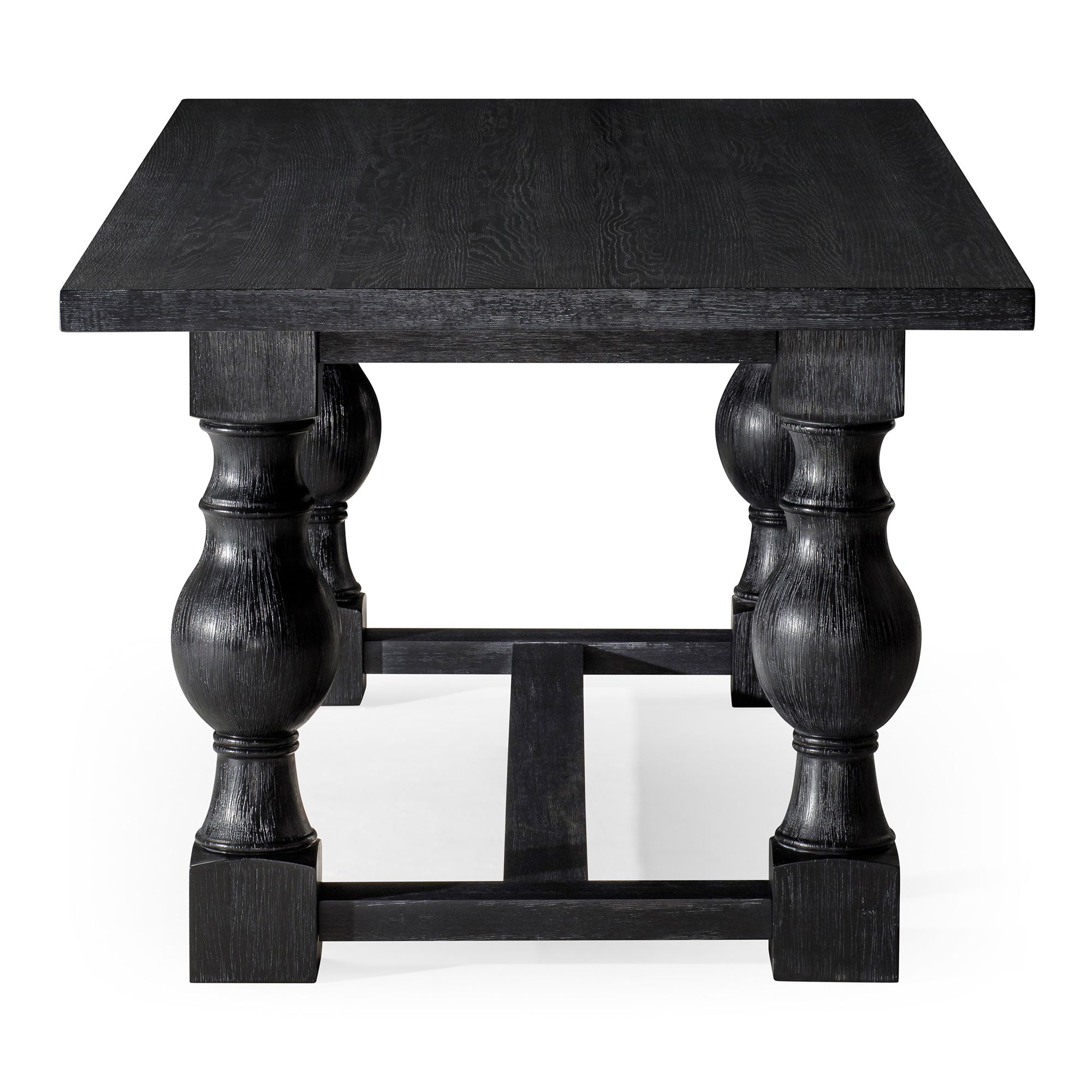 Leon Classical Wooden Dining Table in Antiqued Black Finish in Dining Furniture by Maven Lane