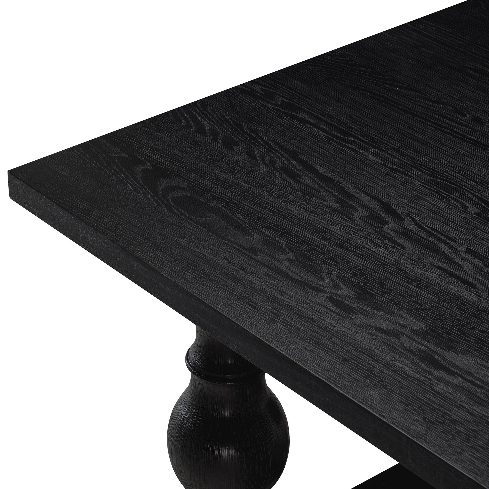 Leon Classical Wooden Dining Table in Antiqued Black Finish in Dining Furniture by Maven Lane