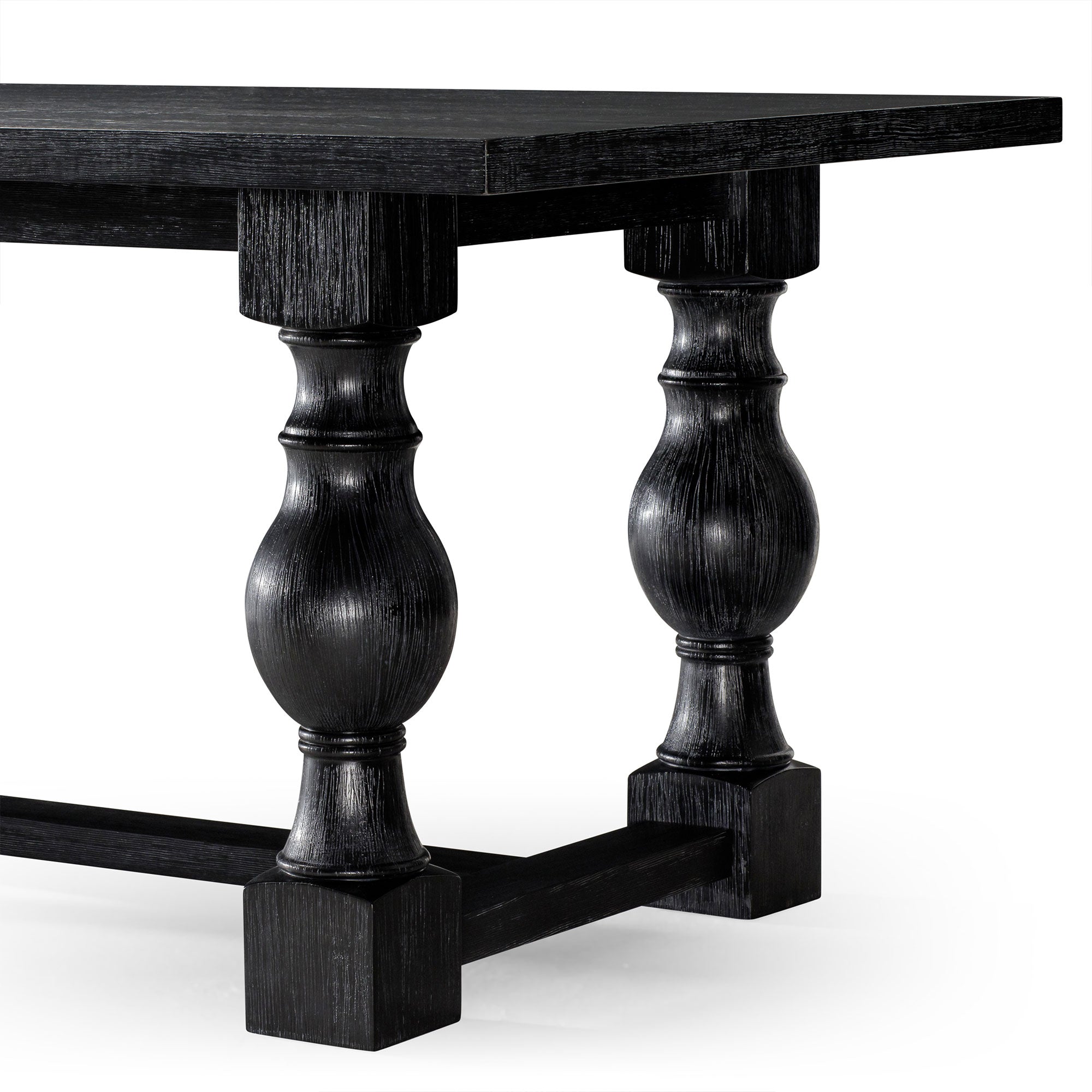 Leon Classical Wooden Dining Table in Antiqued Black Finish in Dining Furniture by Maven Lane