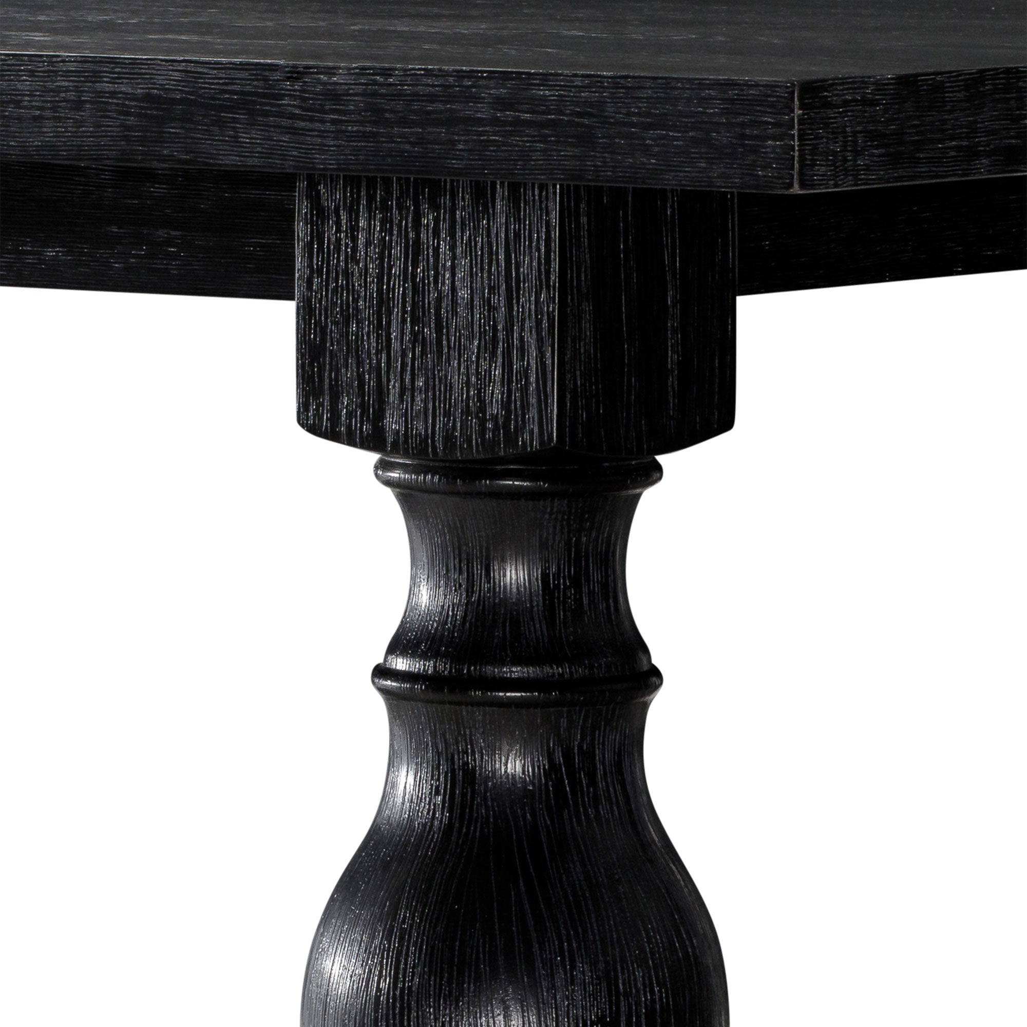 Leon Classical Wooden Dining Table in Antiqued Black Finish in Dining Furniture by Maven Lane