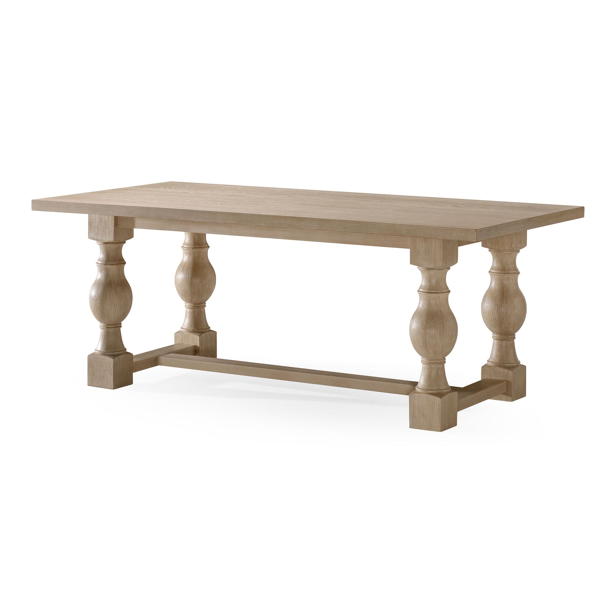 Leon Classical Wooden Dining Table in Antiqued White Finish in Dining Furniture by Maven Lane
