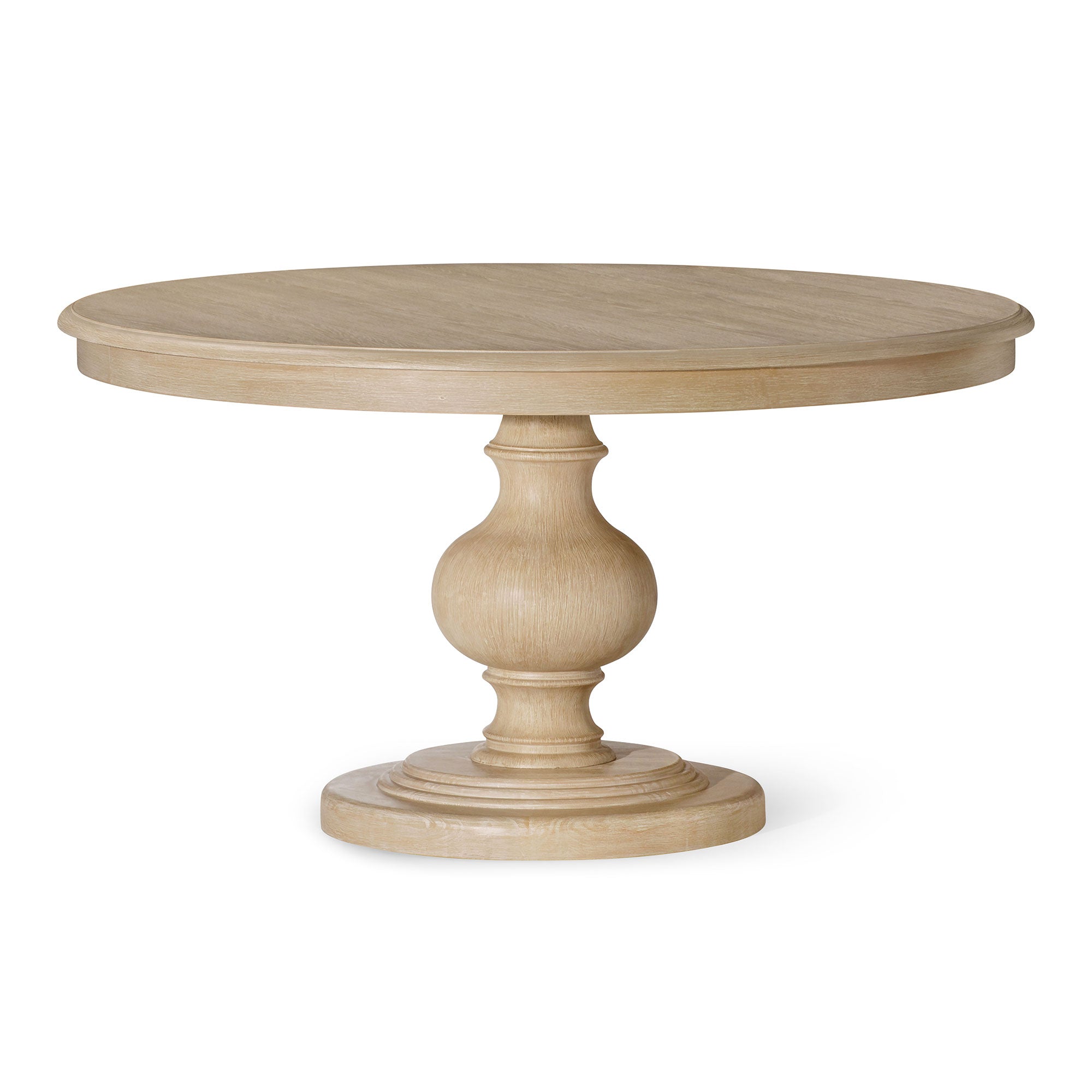 Zola Classical Round Wooden Dining Table in Antiqued White Finish in Dining Furniture by Maven Lane