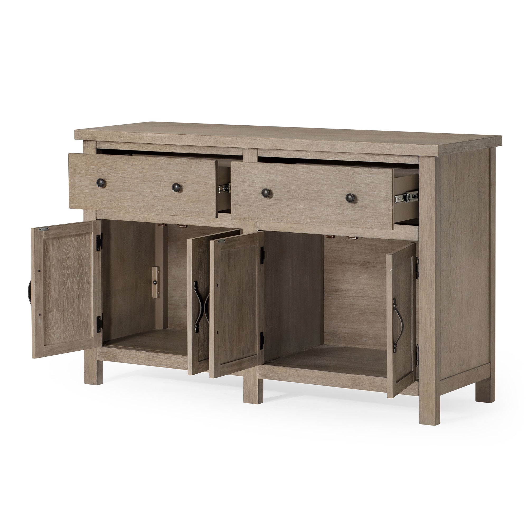 Felix Organic Wooden Sideboard in Weathered Grey Finish in Cabinets by Maven Lane