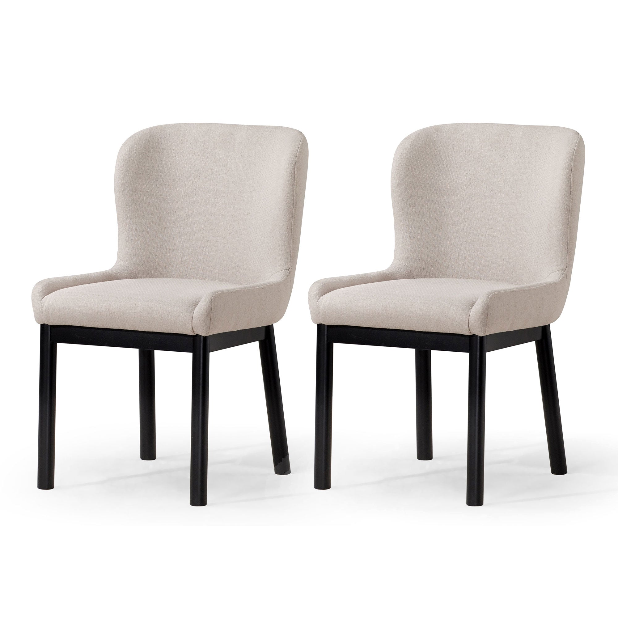 Gia Contemporary Wooden Dining Chair in Refined Black Finish with Dove Weave Fabric Upholstery, Set of 2 in Dining Furniture by Maven Lane