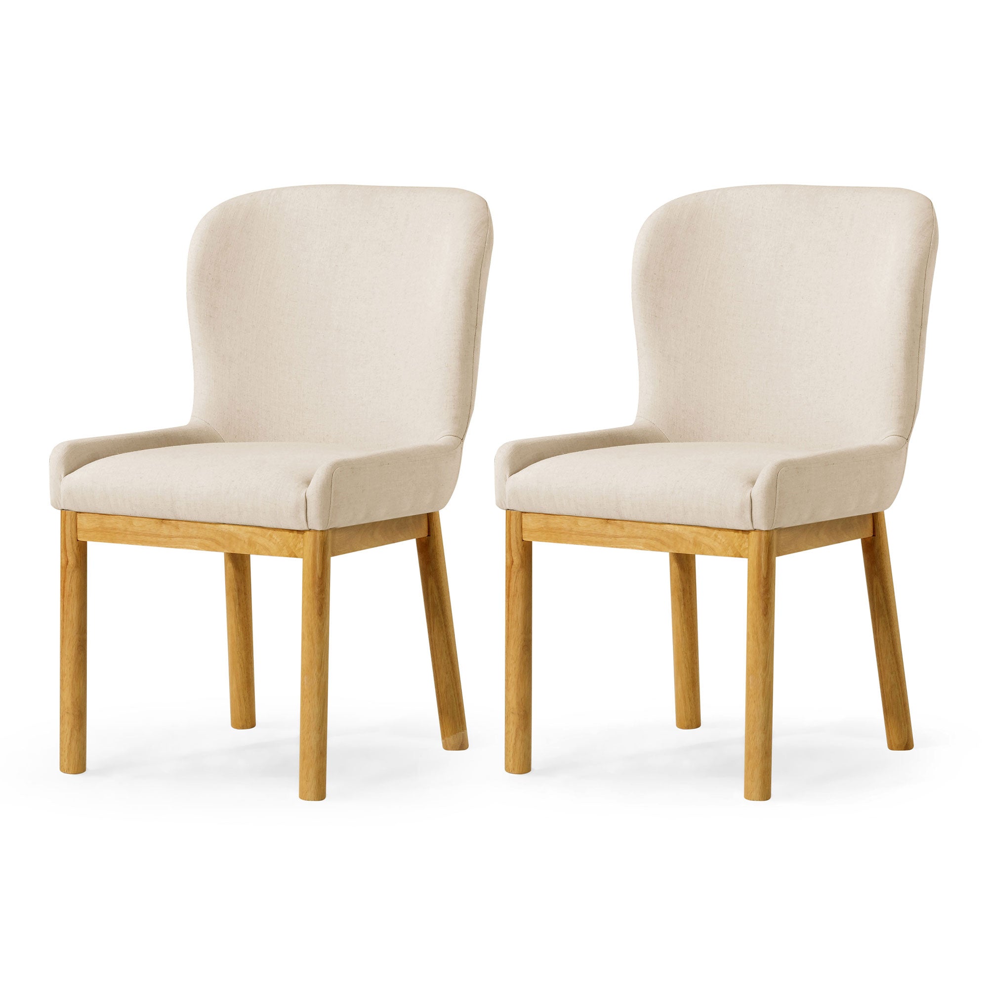 Gia Contemporary Wooden Dining Chair in Refined Natural Finish with Slate Linen Fabric Upholstery, Set of 2 in Dining Furniture by Maven Lane