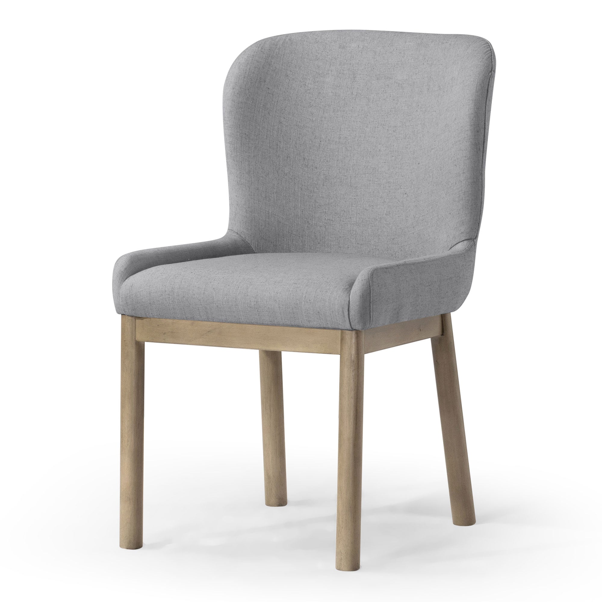 Gia Contemporary Wooden Dining Chair in Refined Grey Finish with Taupe Linen Fabric Upholstery in Maven Lane by Maven Lane