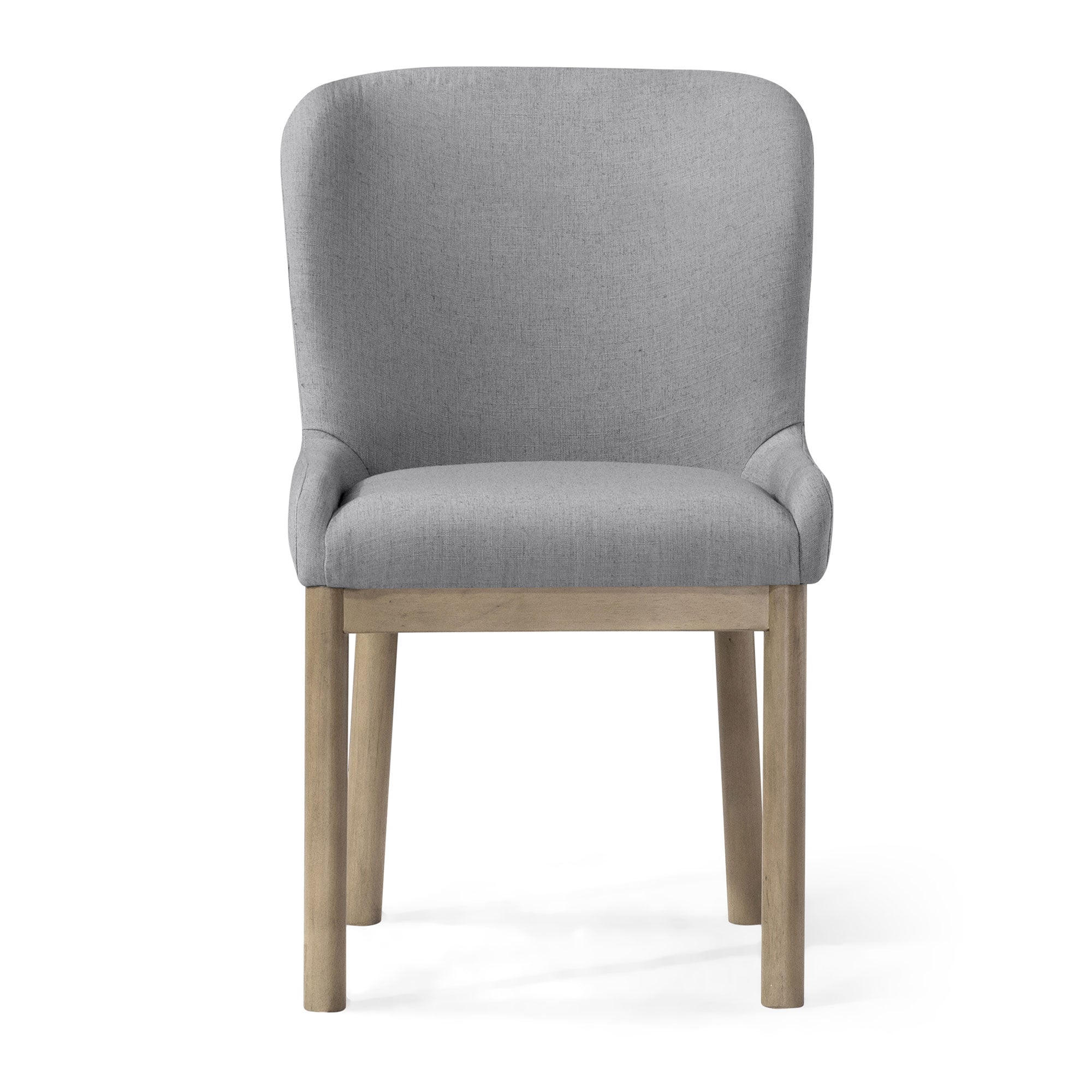 Gia Contemporary Wooden Dining Chair in Refined Grey Finish with Taupe Linen Fabric Upholstery in Maven Lane by Maven Lane