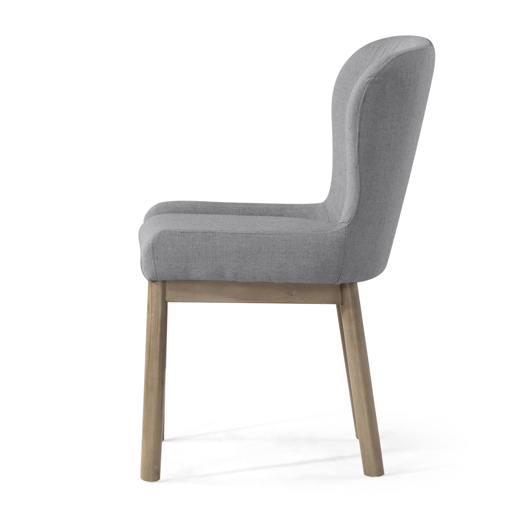 Gia Contemporary Wooden Dining Chair in Refined Grey Finish with Taupe Linen Fabric Upholstery in Maven Lane by Maven Lane