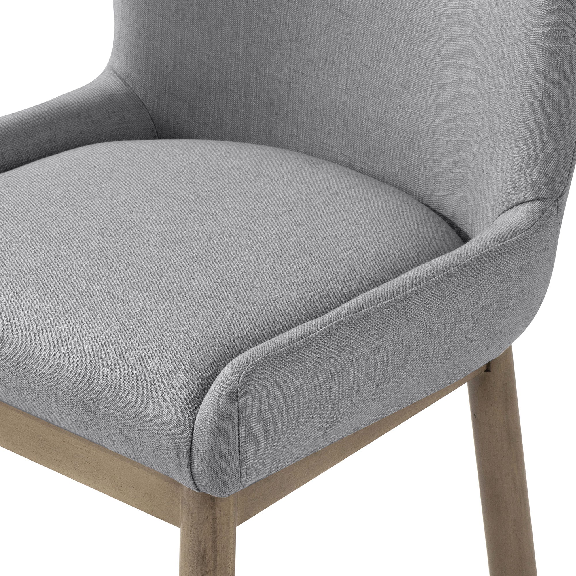 Gia Contemporary Wooden Dining Chair in Refined Grey Finish with Taupe Linen Fabric Upholstery in Maven Lane by Maven Lane