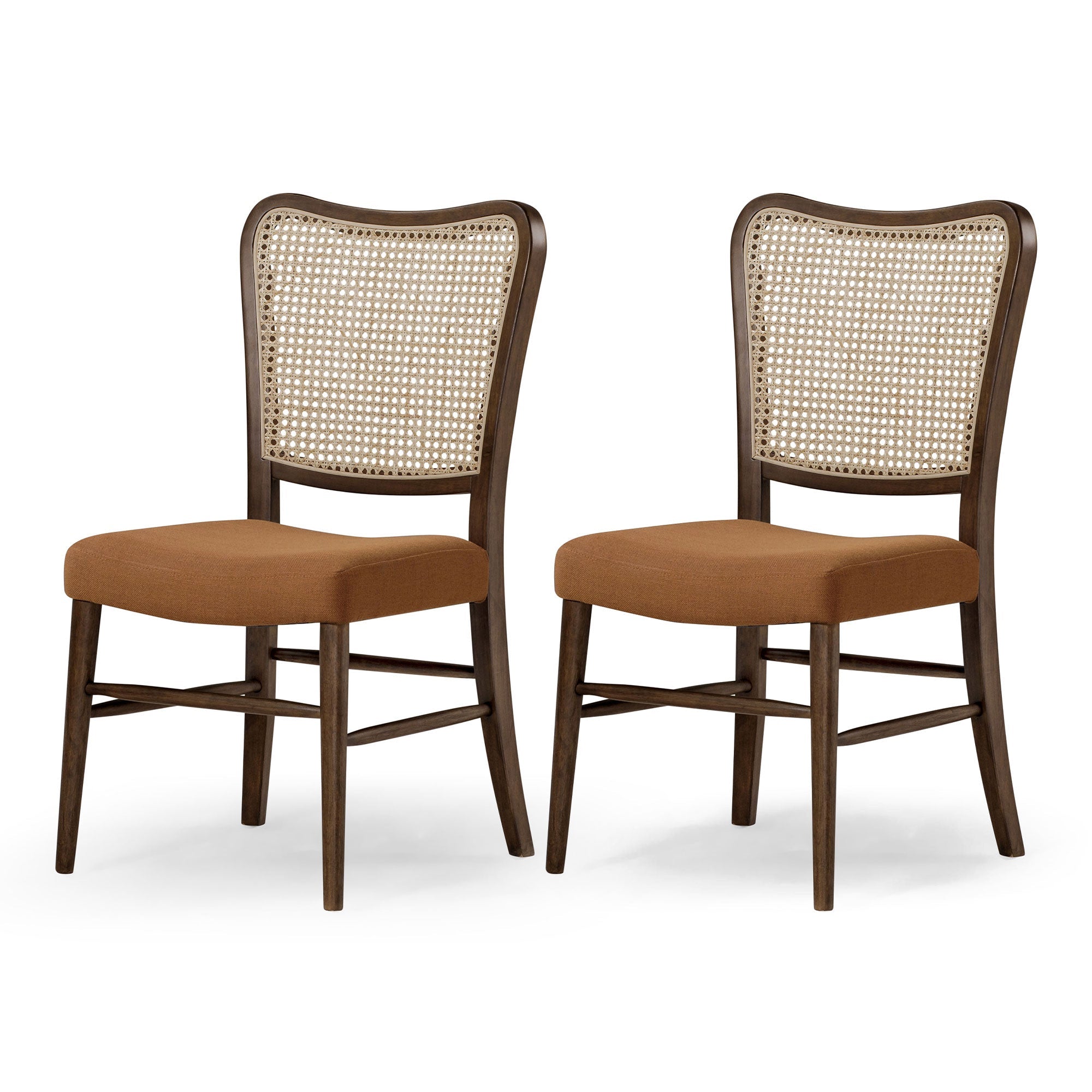Vera Classical Wooden Dining Chair in Antiqued Brown Finish with Clay Canvas Fabric Upholstery, Set of 2 in Dining Furniture by Maven Lane
