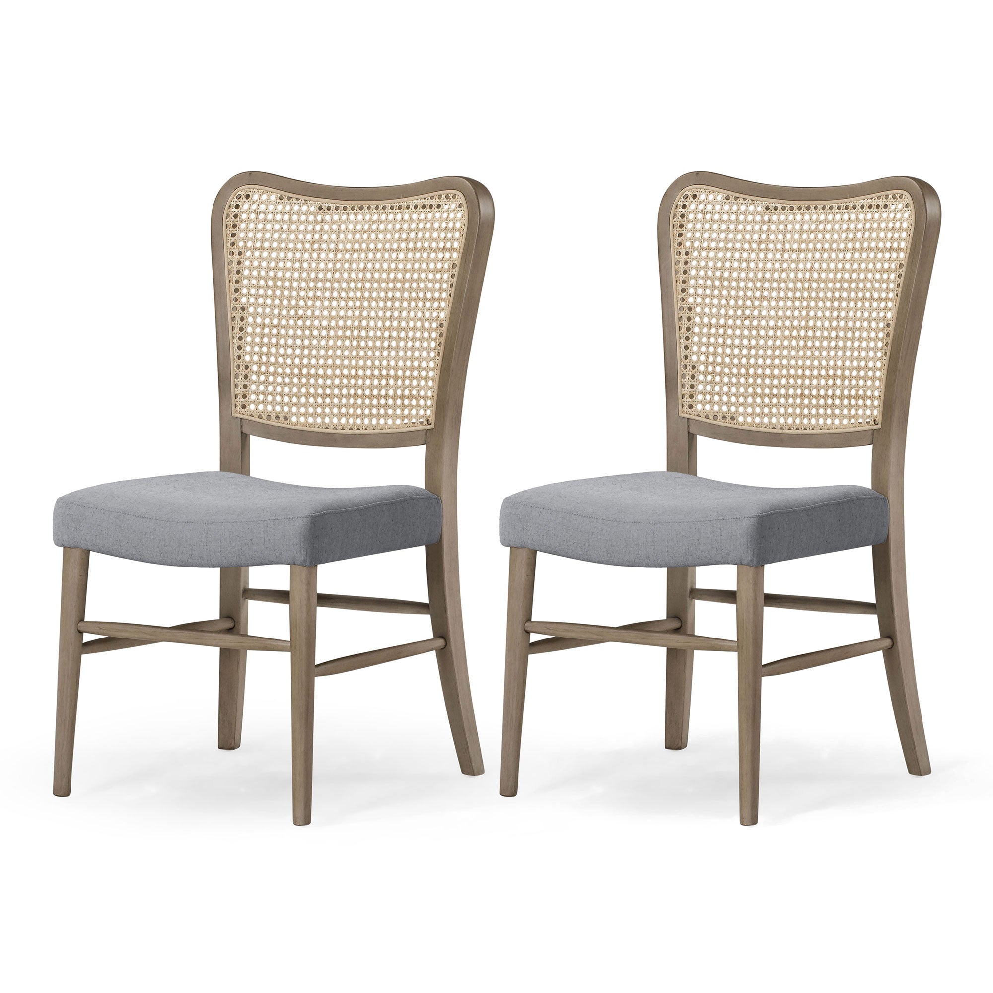 Vera Classical Wooden Dining Chair in Antiqued Grey Finish with Slate Linen Fabric Upholstery, Set of 2 in Dining Furniture by Maven Lane