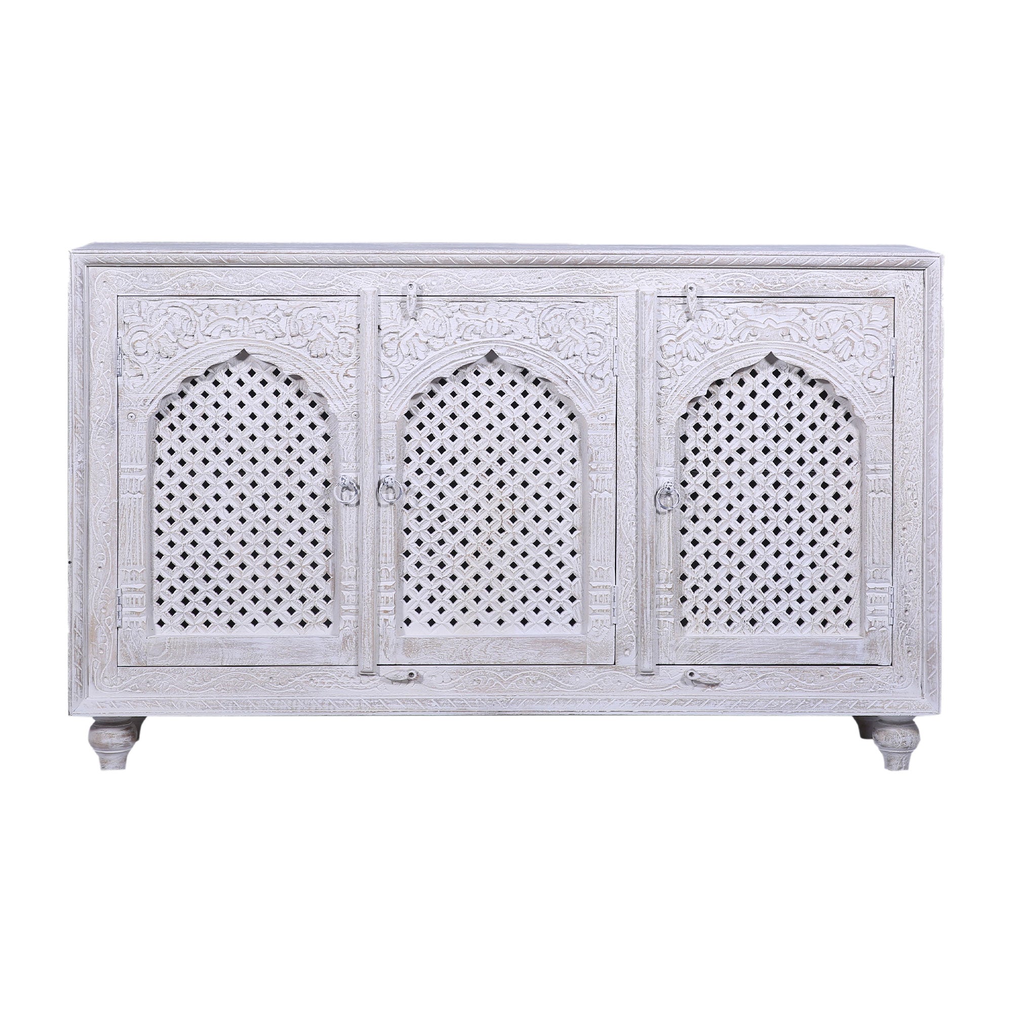 Patrin Nomad Wooden Sideboard in Distressed White Finish in Cabinets by VMInnovations