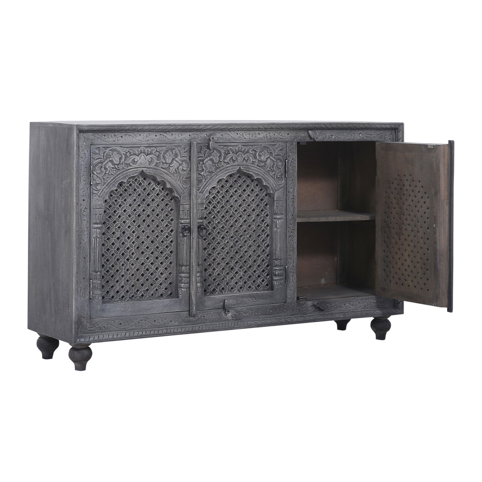 Patrin Nomad Wooden Sideboard in Distressed Grey Finish in Cabinets by VMI