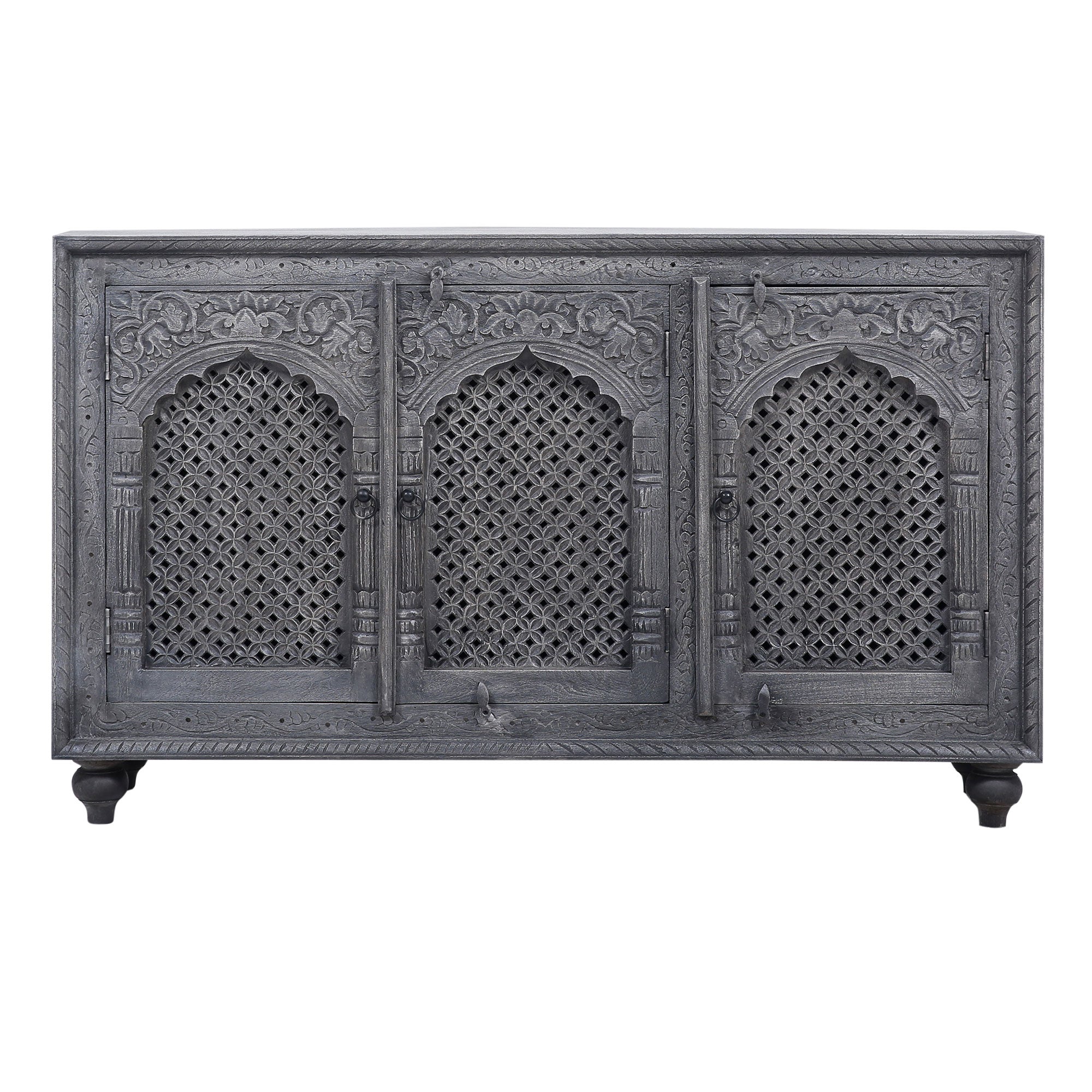 Patrin Nomad Wooden Sideboard in Distressed Grey Finish in Cabinets by VMI