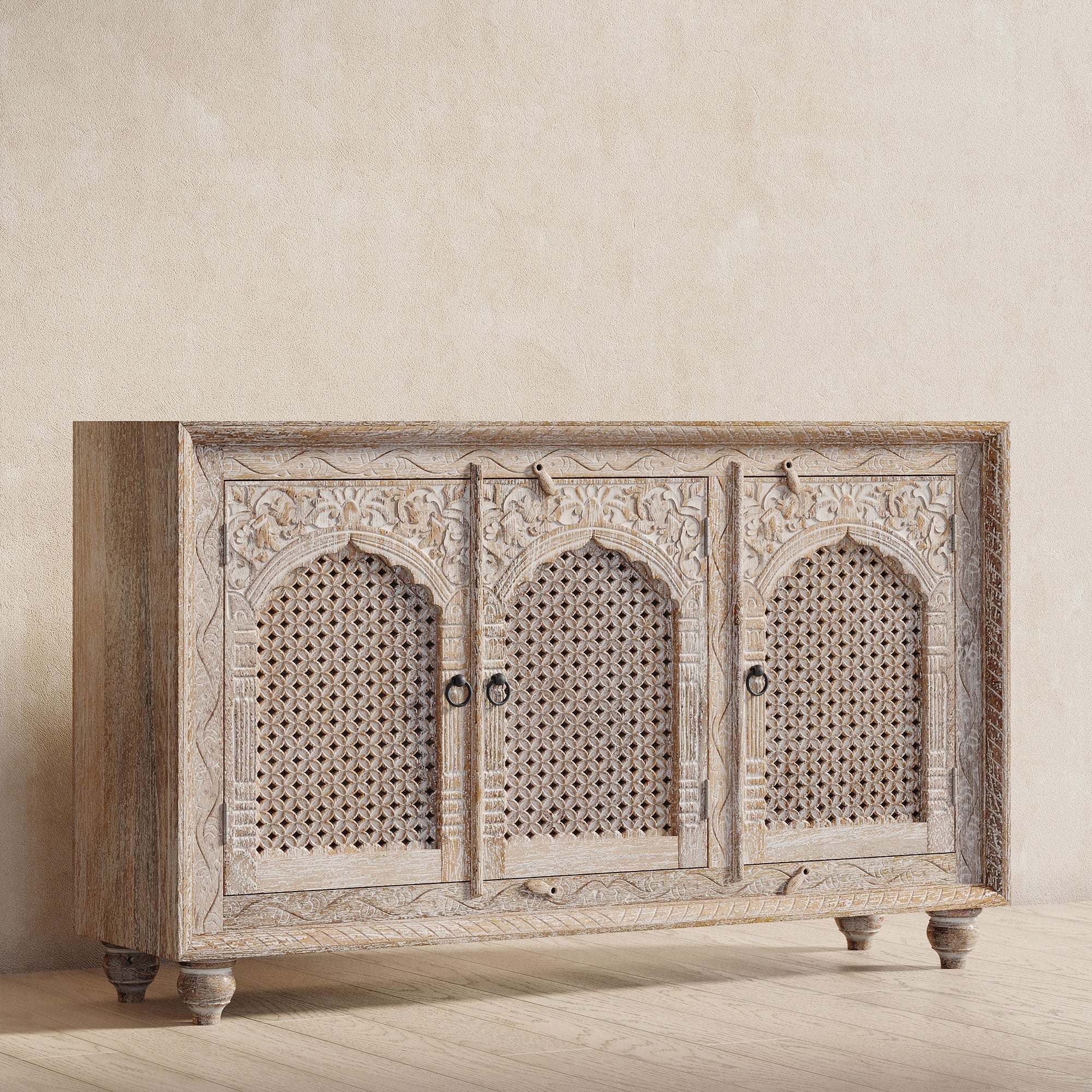 Patrin Nomad Wooden Sideboard in Distressed Natural Finish in Cabinets by VMInnovations