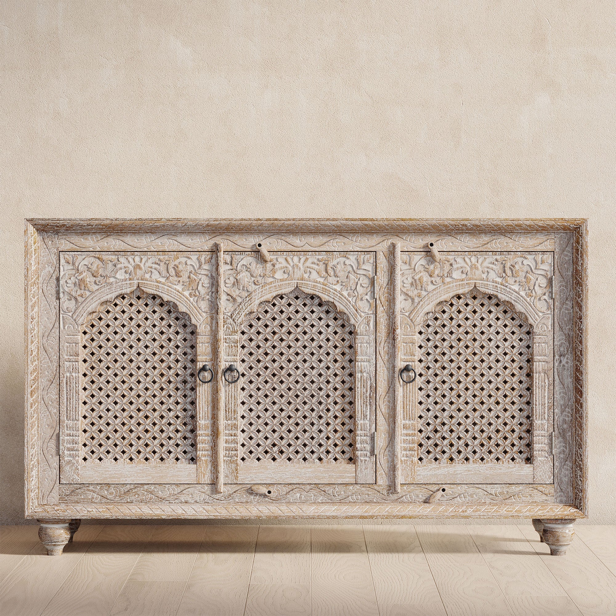 Patrin Nomad Wooden Sideboard in Distressed Natural Finish in Cabinets by VMInnovations