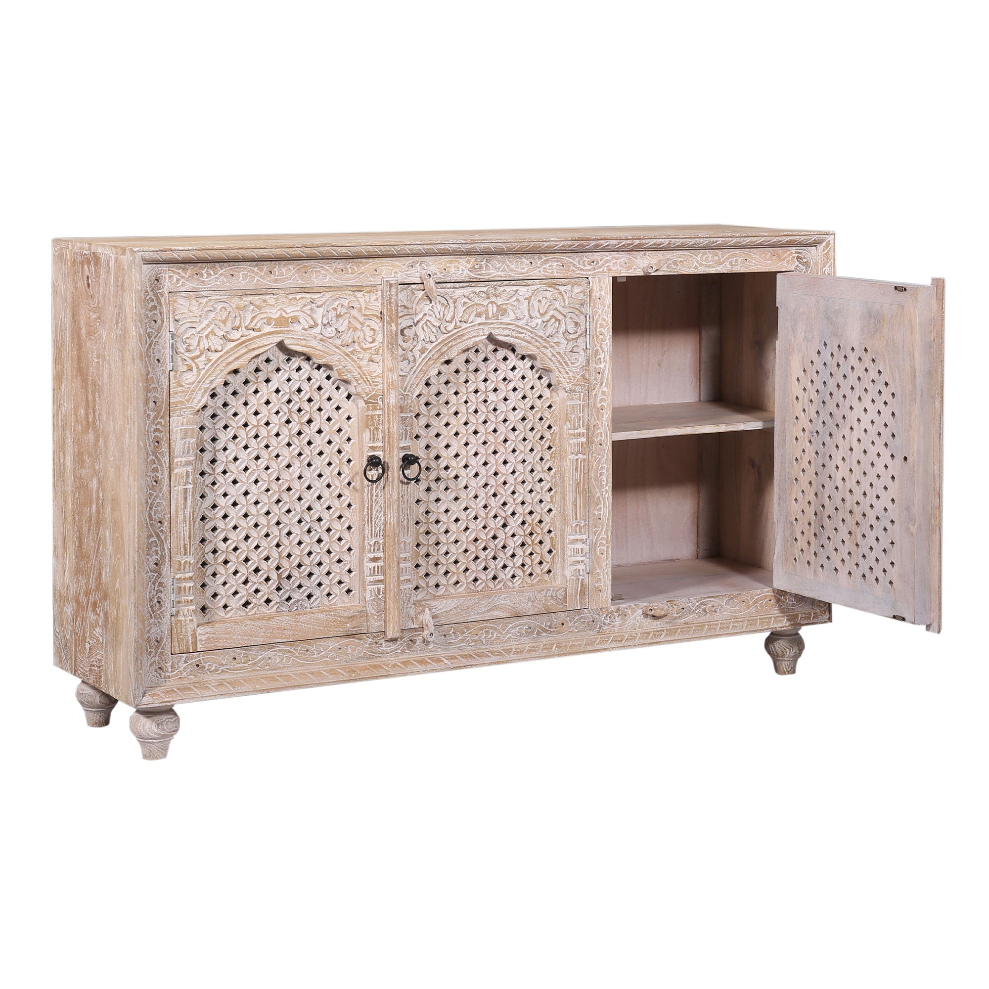 Patrin Nomad Wooden Sideboard in Distressed Natural Finish in Cabinets by VMI