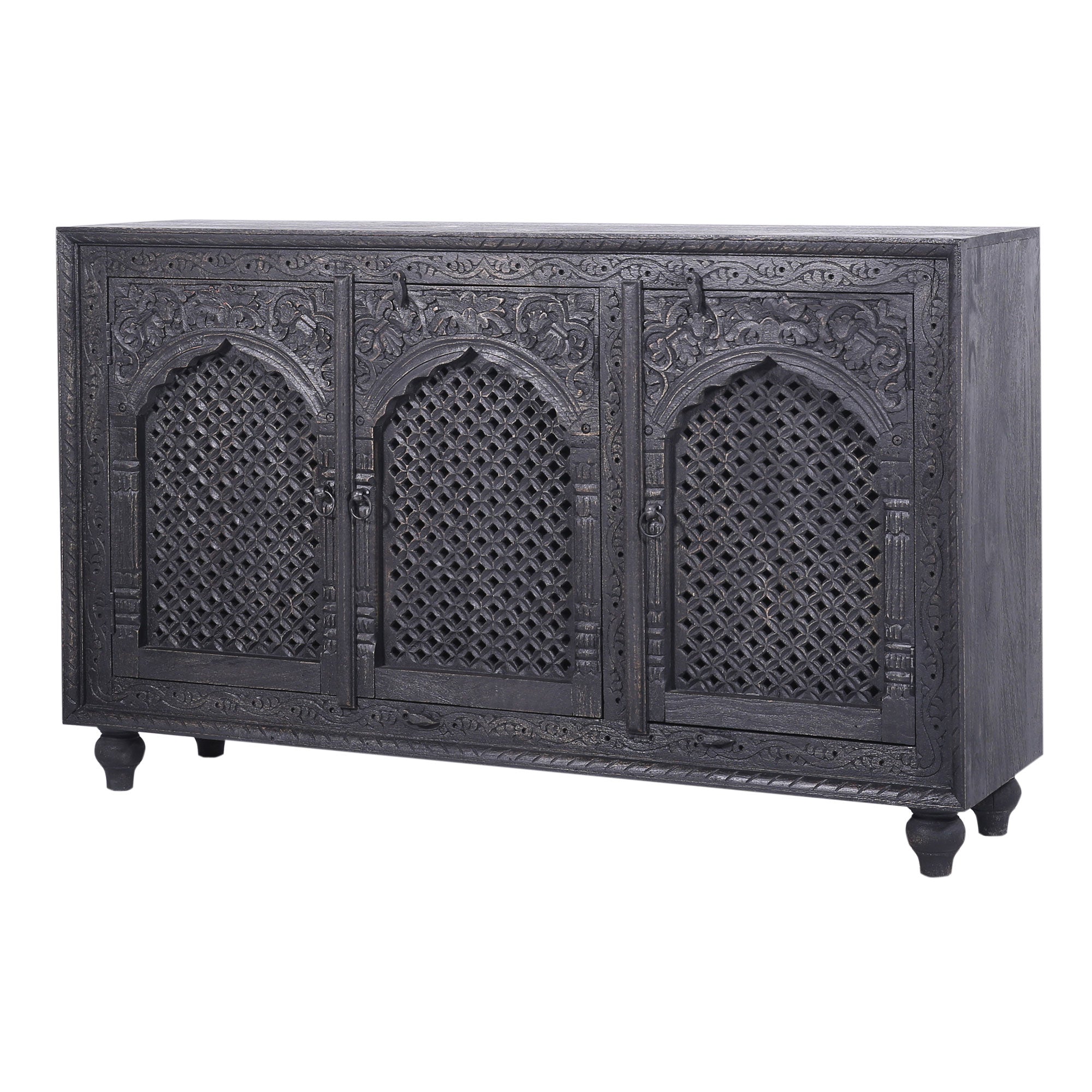 Patrin Nomad Wooden Sideboard in Distressed Black Finish in Cabinets by VMInnovations