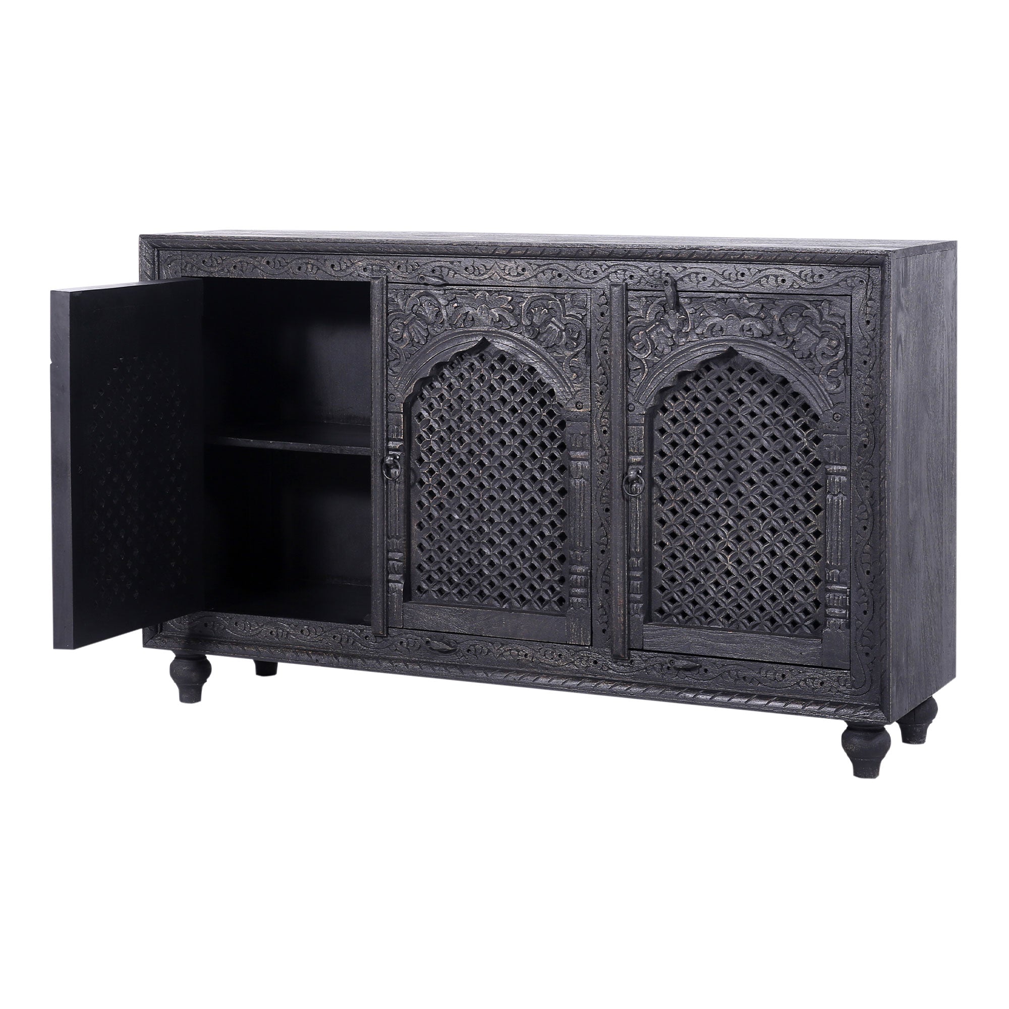 Patrin Nomad Wooden Sideboard in Distressed Black Finish in Cabinets by VMInnovations
