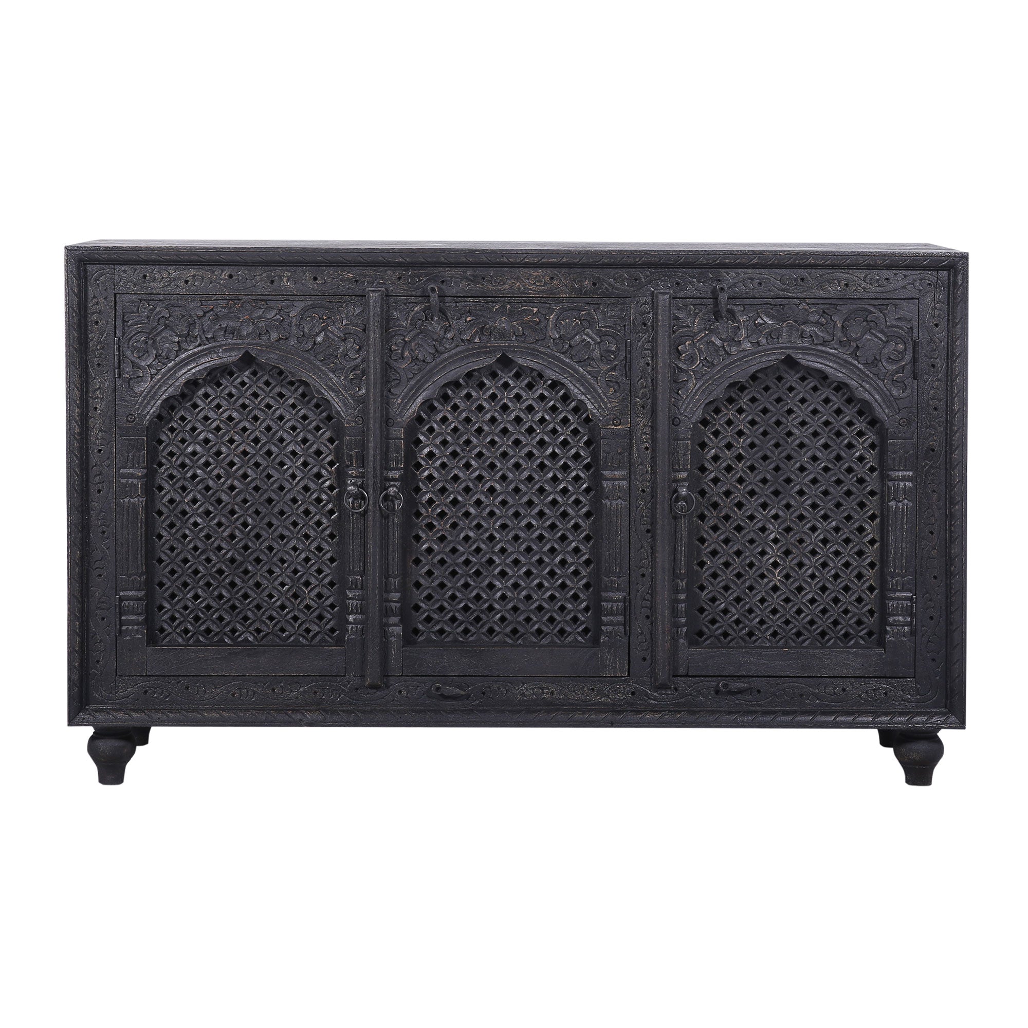 Patrin Nomad Wooden Sideboard in Distressed Black Finish in Cabinets by VMInnovations