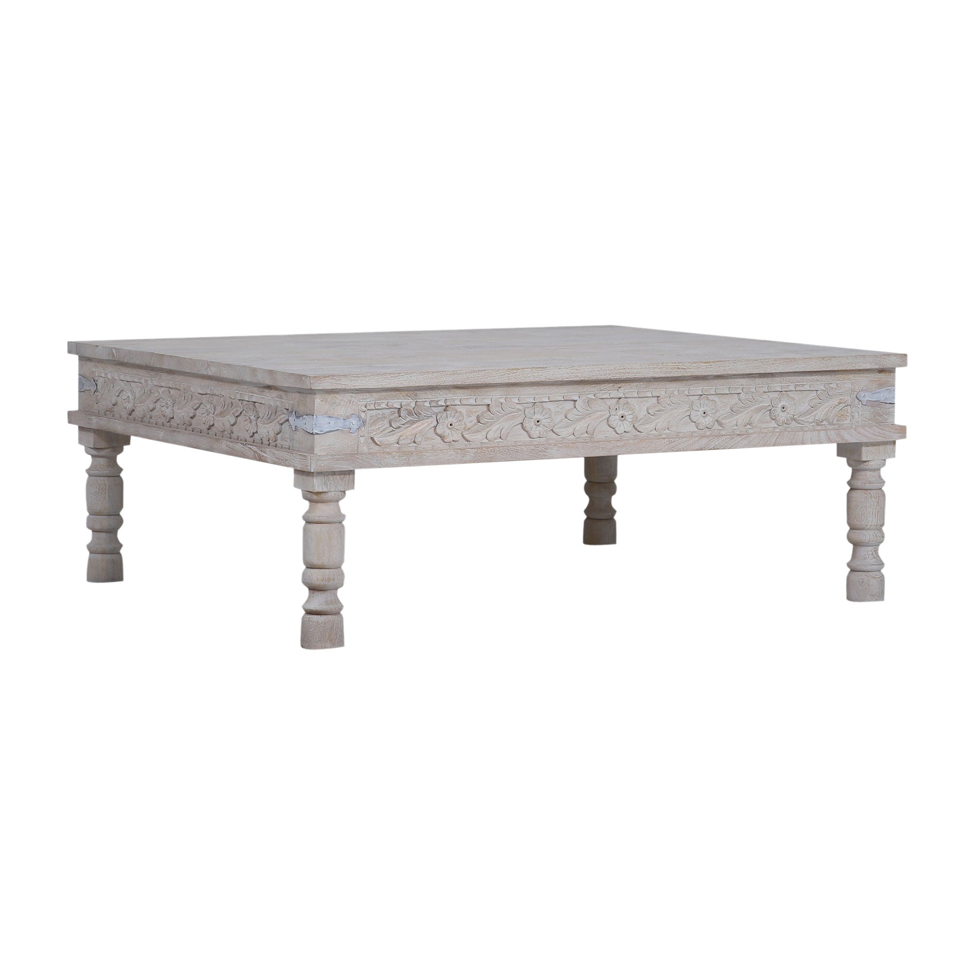 Emin Nomad Wooden Rectangular Coffee Table in White Distressed Finish in Accent Tables by VMInnovations