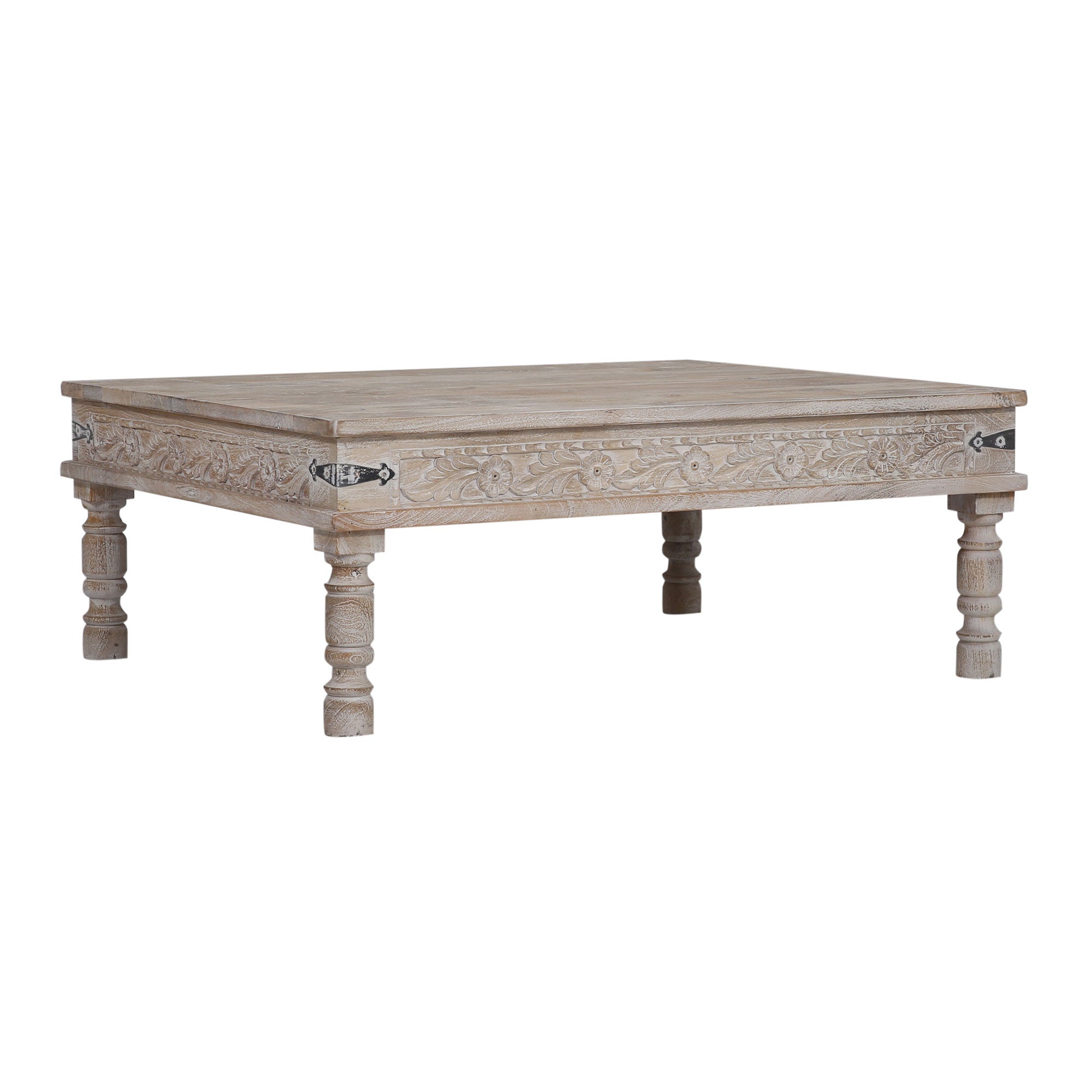 Emin Nomad Wooden Rectangular Coffee Table in Distressed Natural Finish in Accent Tables by VMInnovations