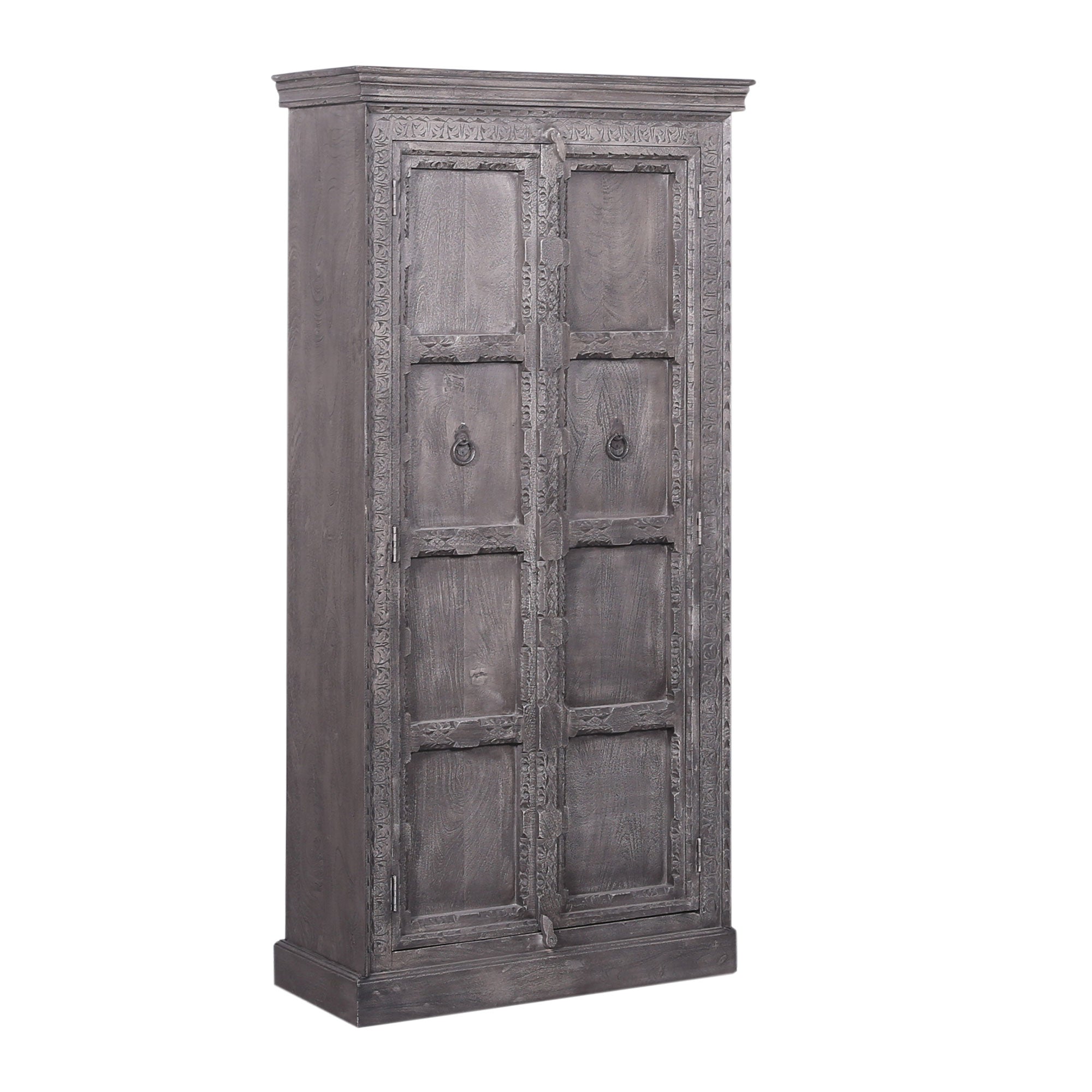 Mahala Nomad Wooden Cabinet in Distressed Grey Finish in Cabinets by Maven Lane