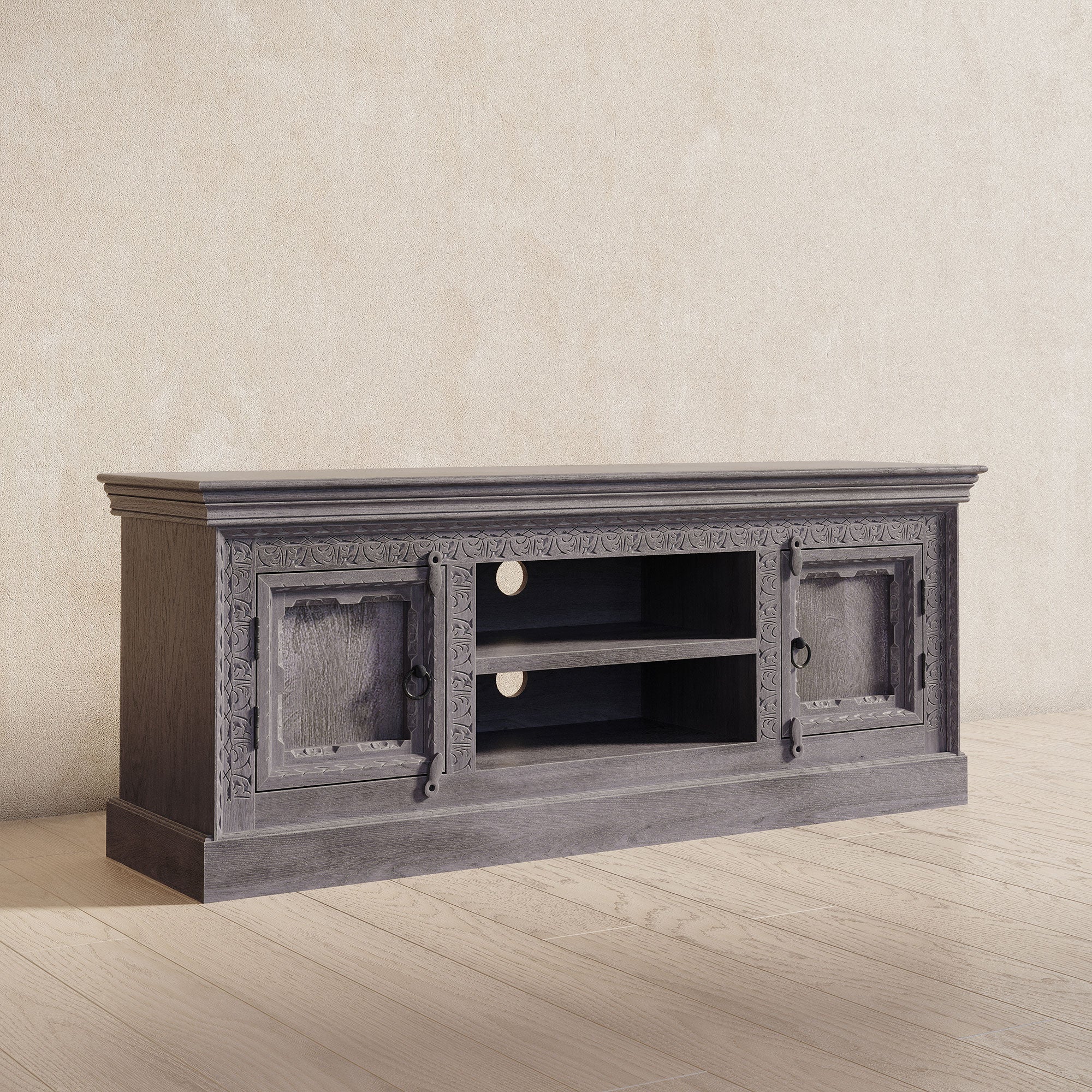 Mahala Nomad Wooden Media Unit in Distressed Grey Finish in Media Units by VMInnovations