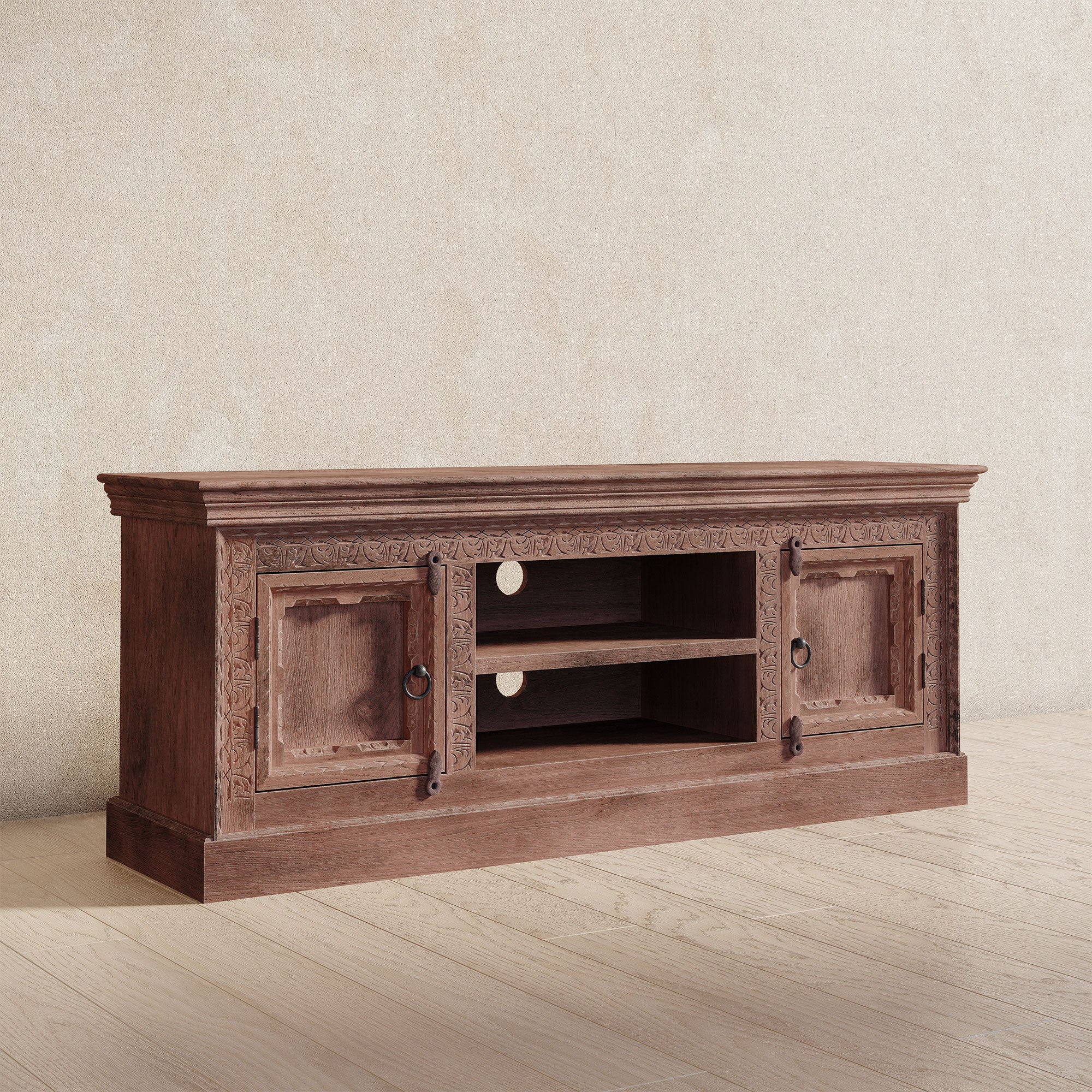 Mahala Nomad Wooden Media Unit in Distressed Brown Finish in Media Units by VMInnovations