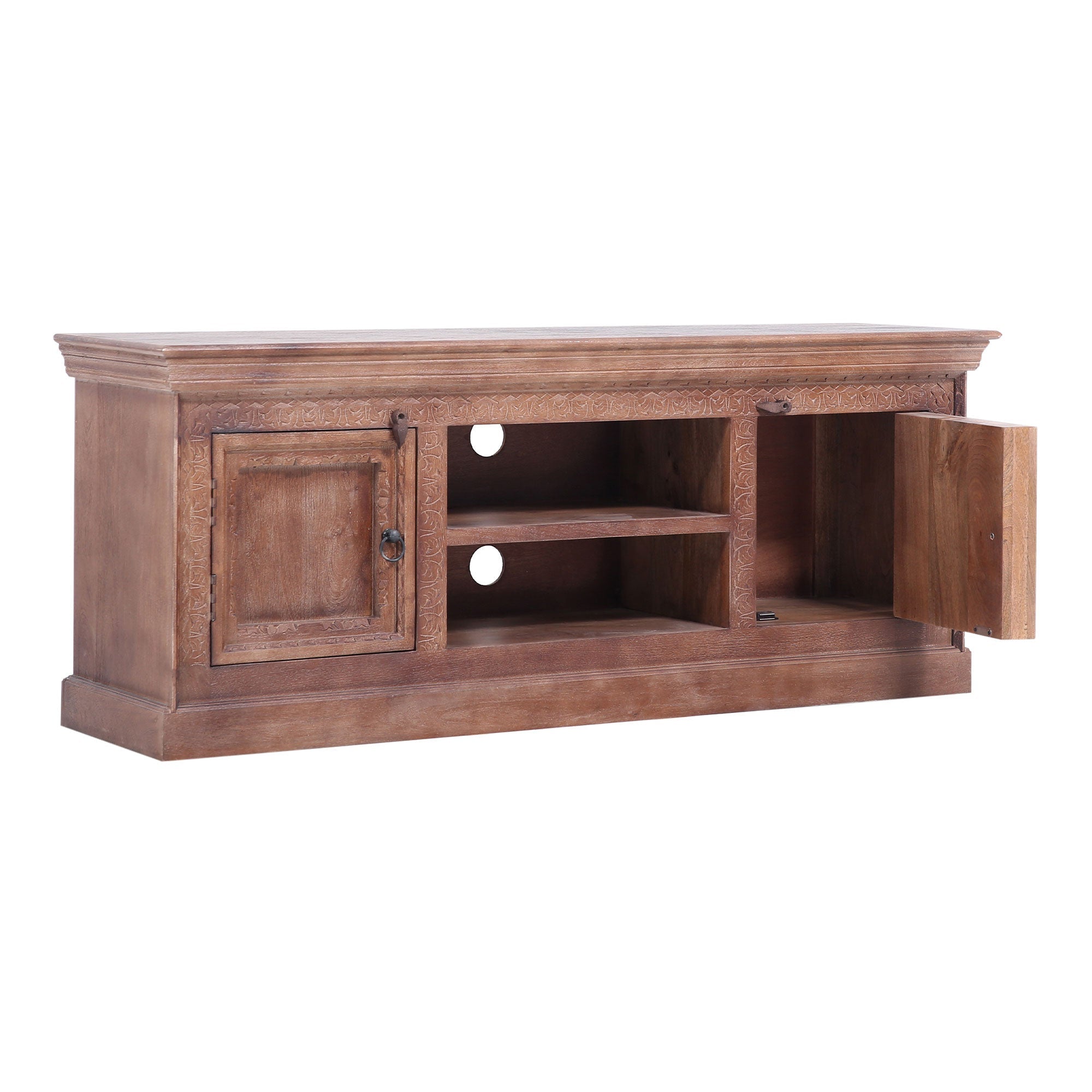Mahala Nomad Wooden Media Unit in Distressed Brown Finish in Media Units by VMInnovations