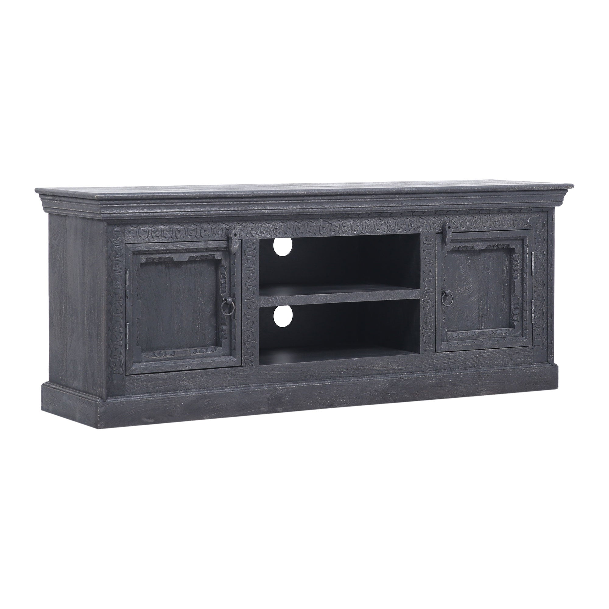 Mahala Nomad Wooden Media Unit in Distressed Black Finish in Media Units by VMInnovations