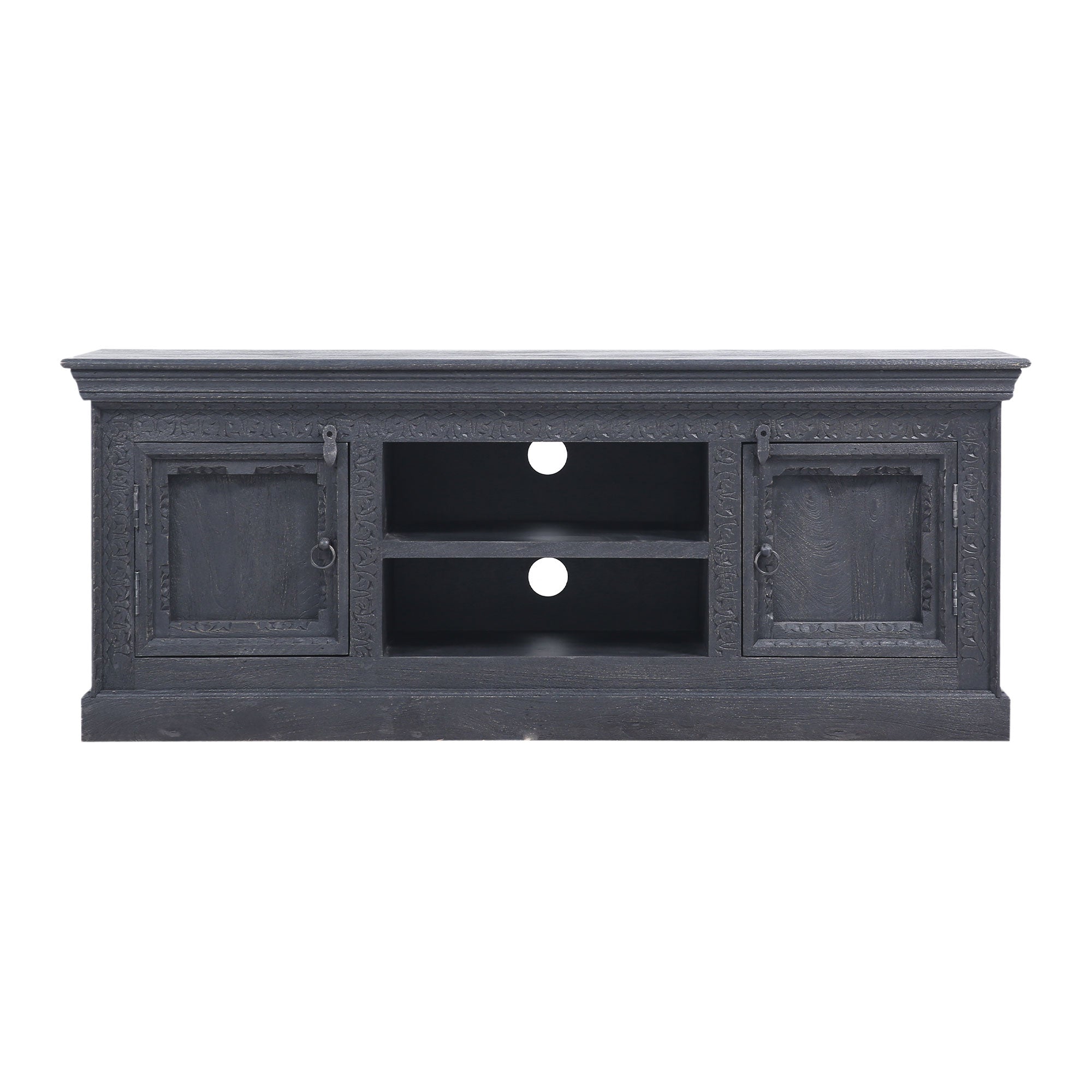 Mahala Nomad Wooden Media Unit in Distressed Black Finish in Media Units by VMInnovations