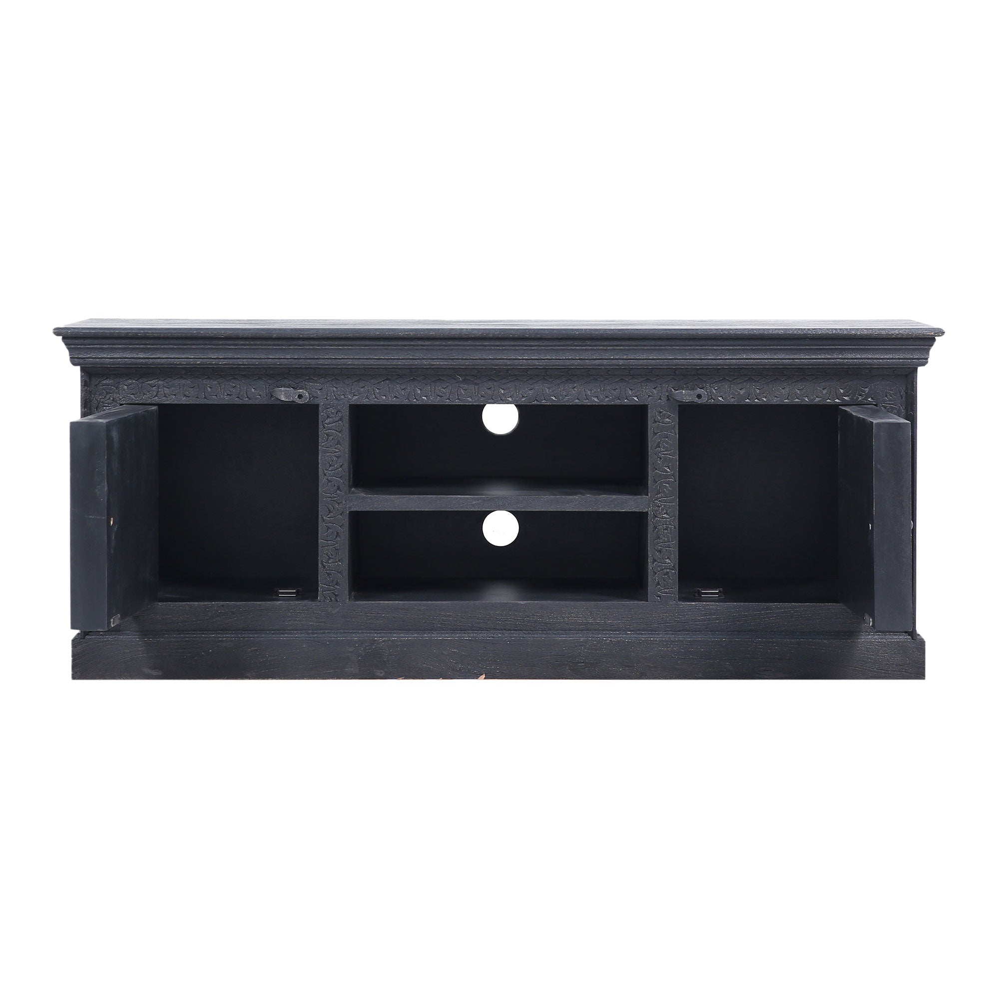 Mahala Nomad Wooden Media Unit in Distressed Black Finish in Media Units by VMInnovations