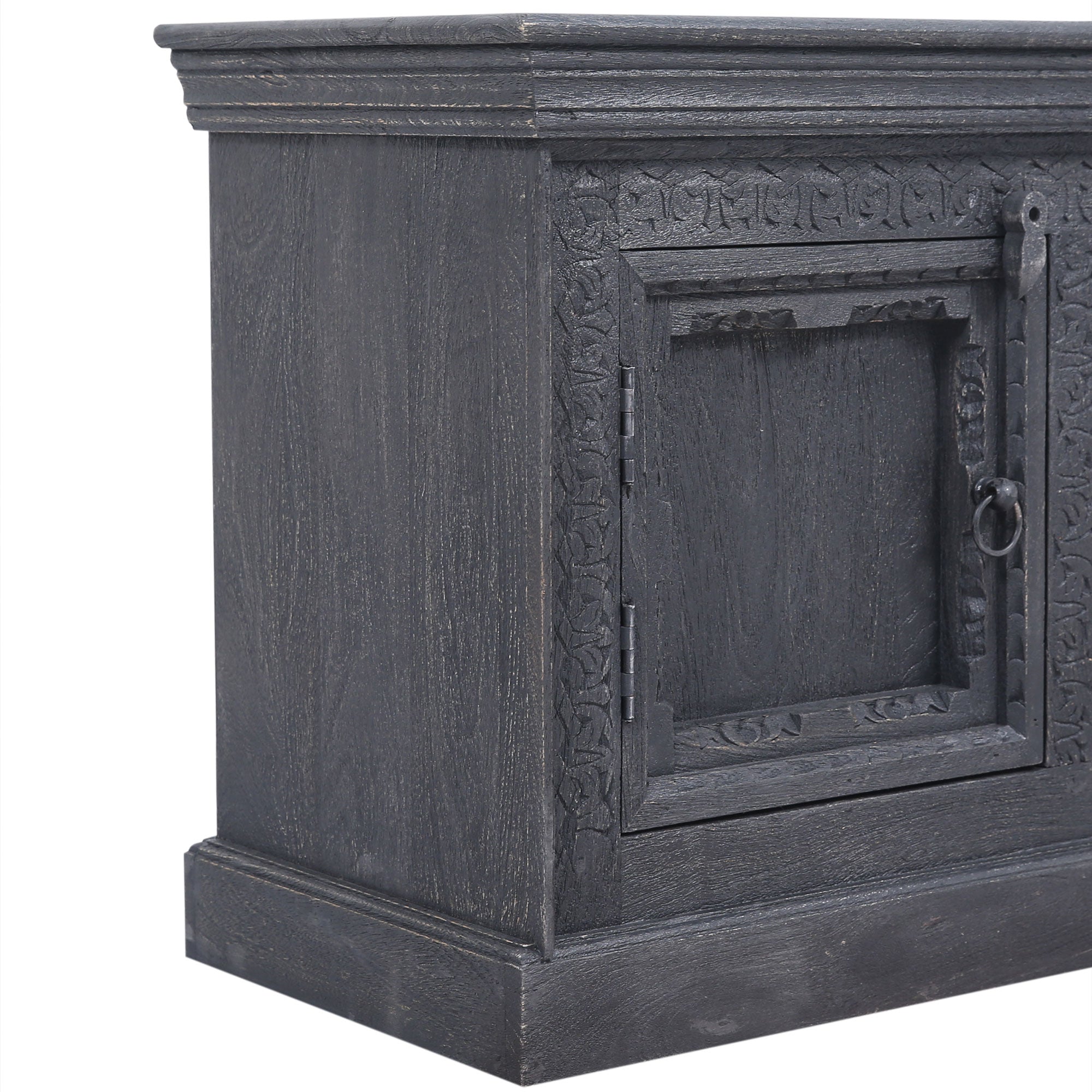 Mahala Nomad Wooden Media Unit in Distressed Black Finish in Media Units by VMInnovations