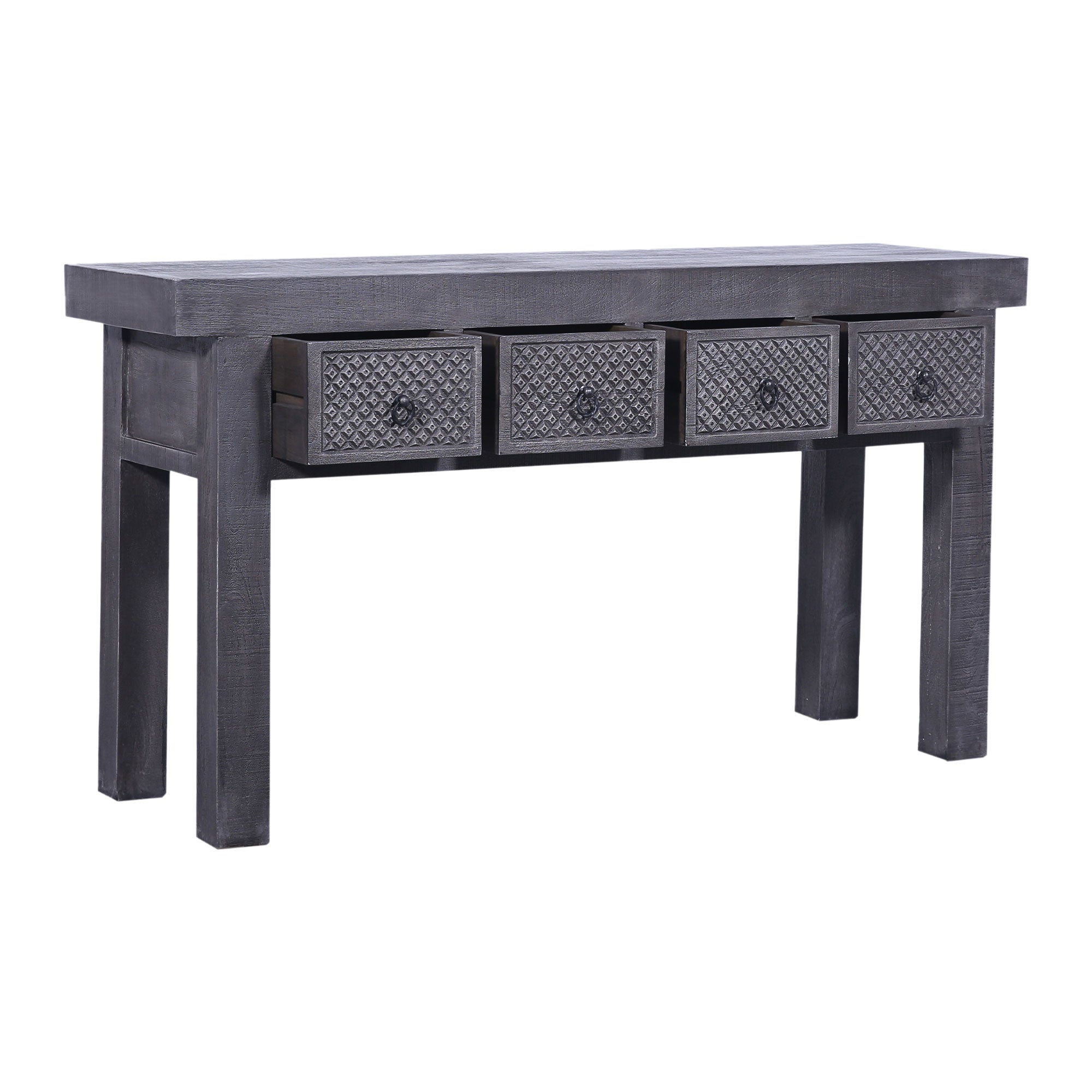 Veena Nomad Wooden Console Table in Distressed Grey Finish in Dining Furniture by VMI