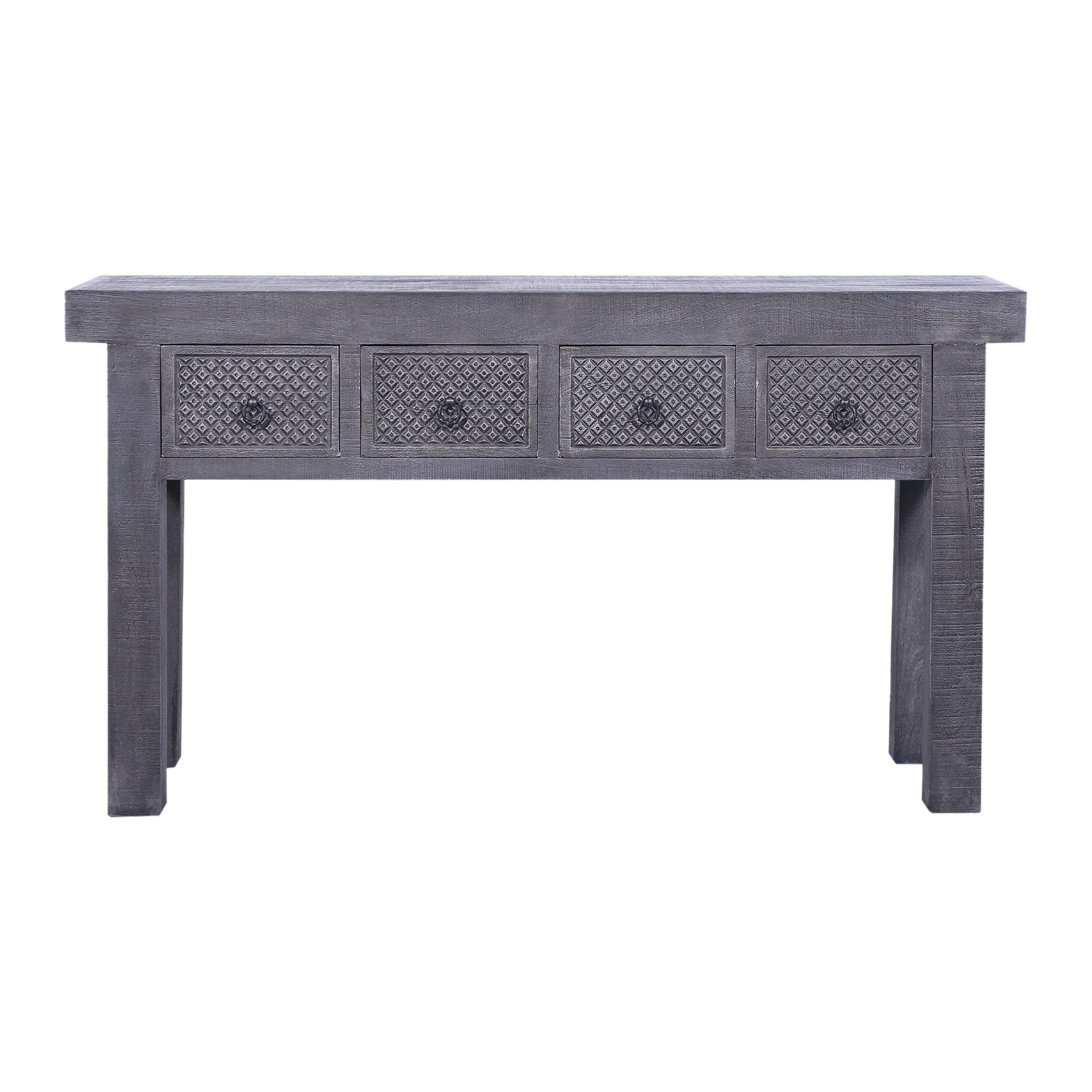 Veena Nomad Wooden Console Table in Distressed Grey Finish in Dining Furniture by VMI