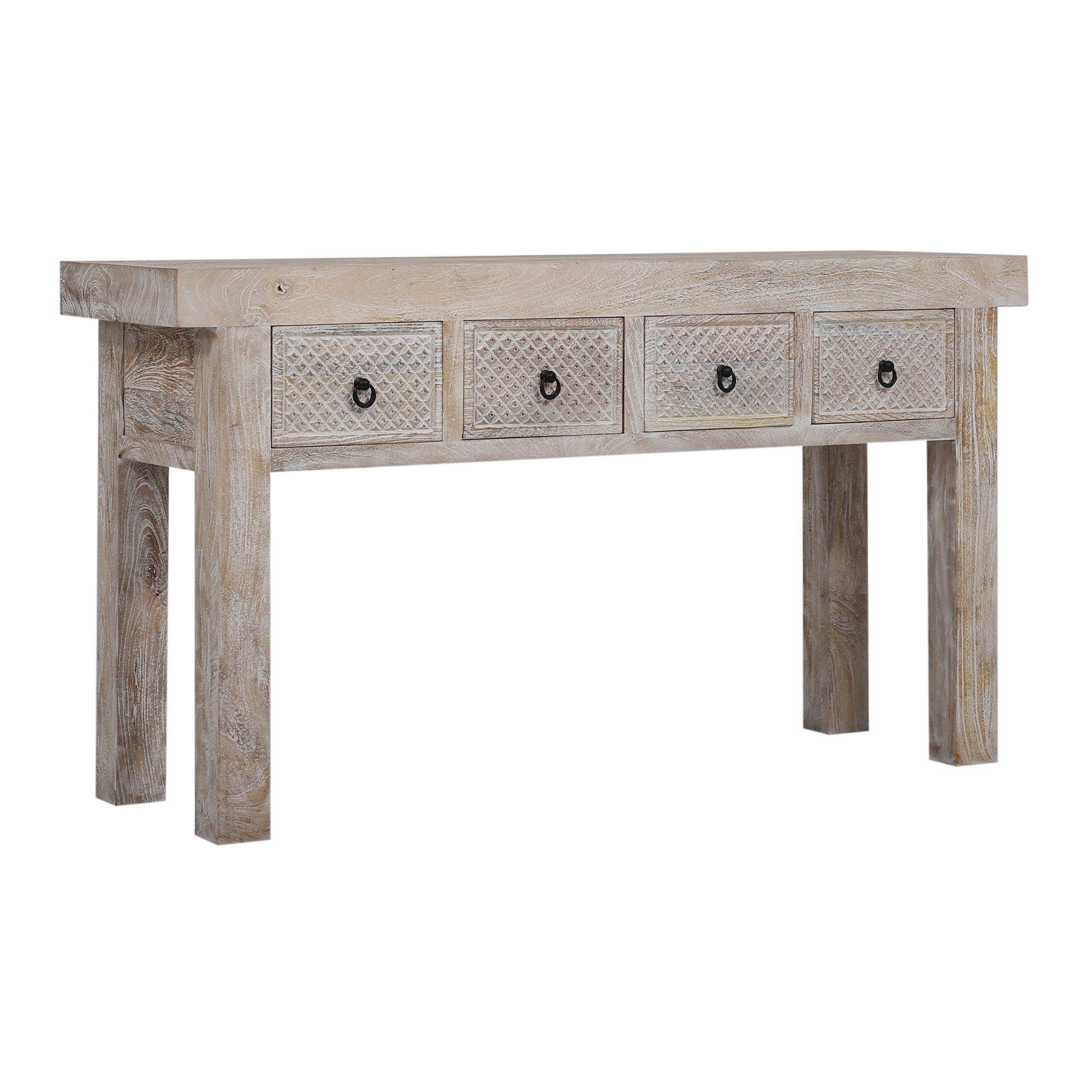Veena Nomad Wooden Console Table in Distressed Natural Finish in Dining Furniture by VMInnovations