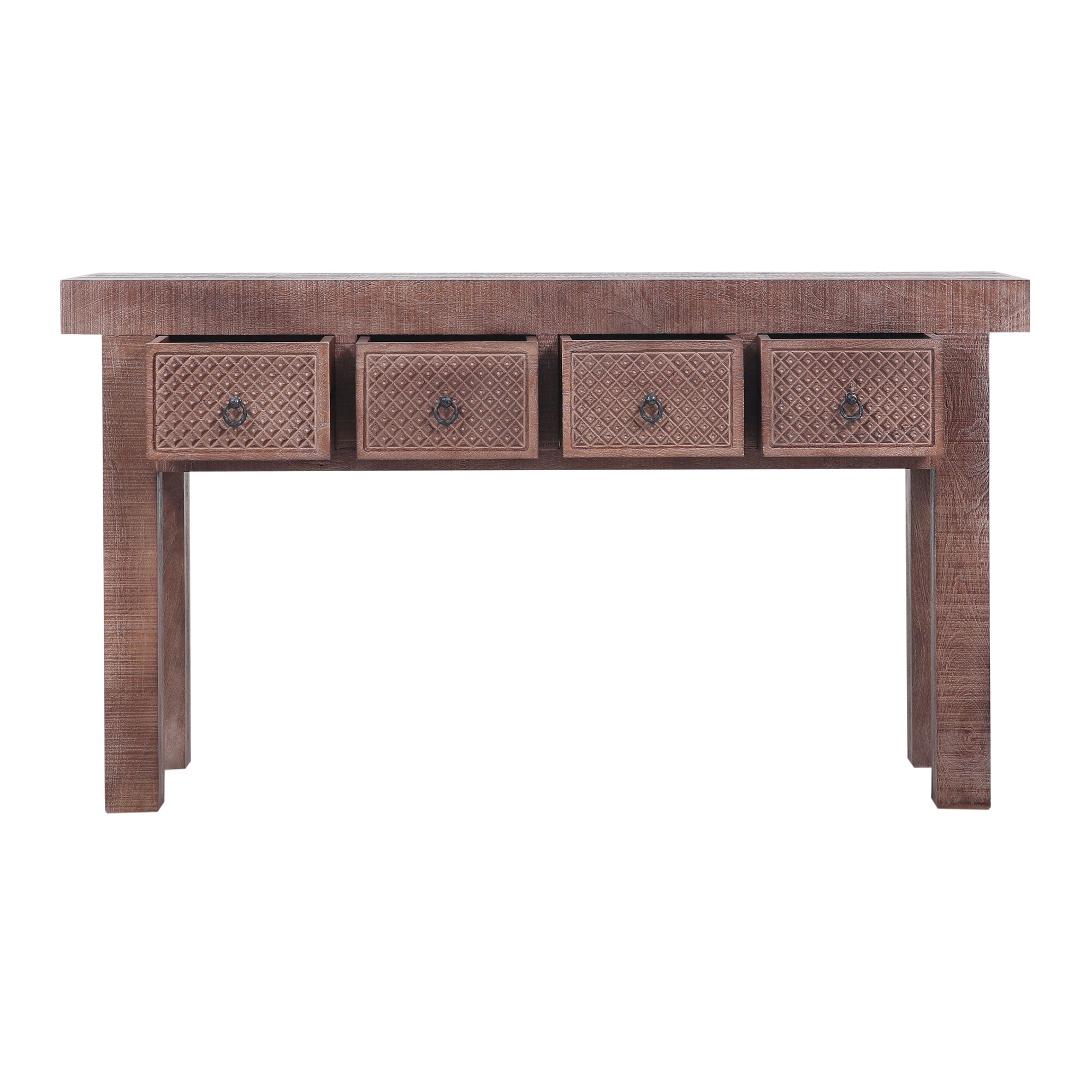 Veena Nomad Wooden Console Table in Distressed Brown Finish in Dining Furniture by VMInnovations