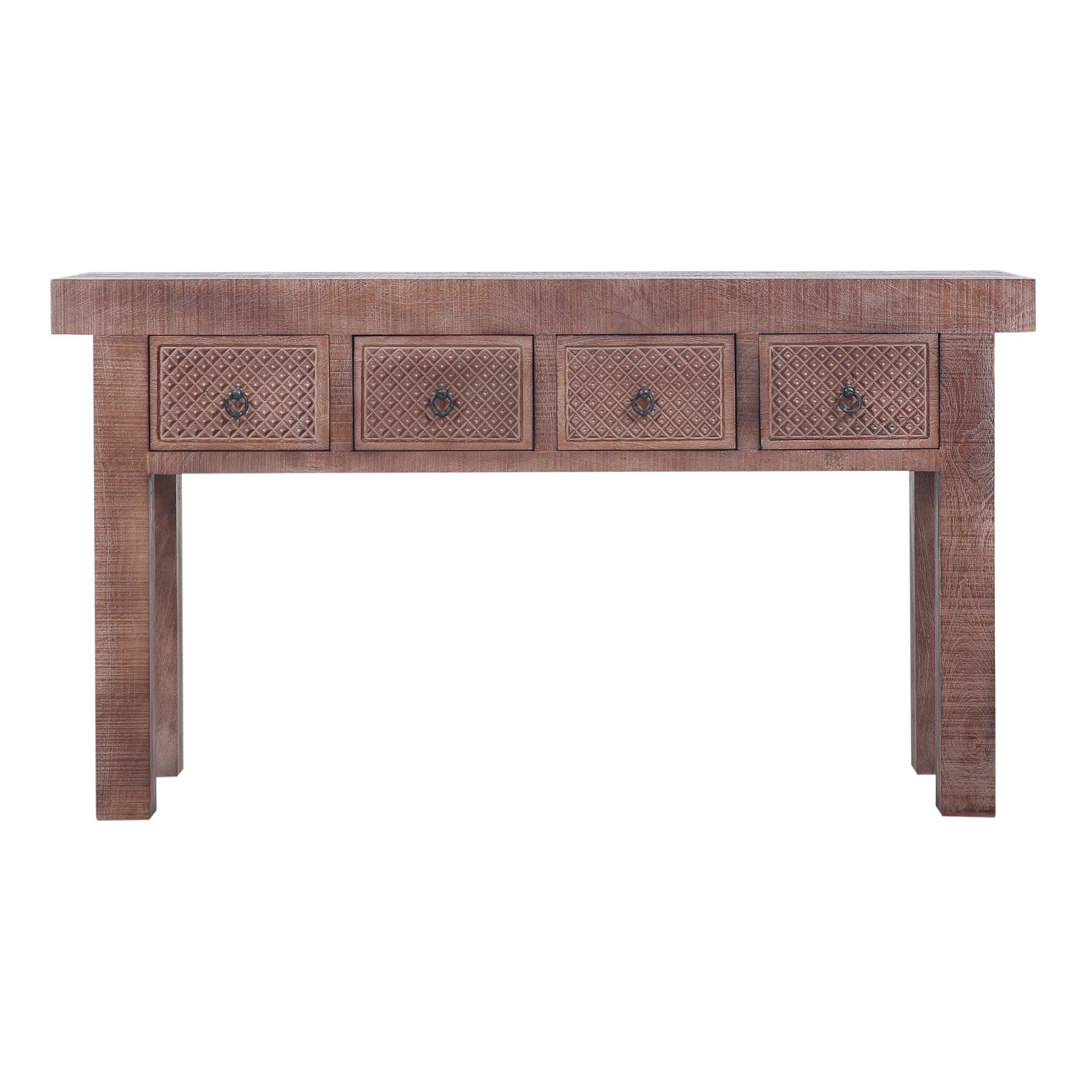 Veena Nomad Wooden Console Table in Distressed Brown Finish in Dining Furniture by VMI