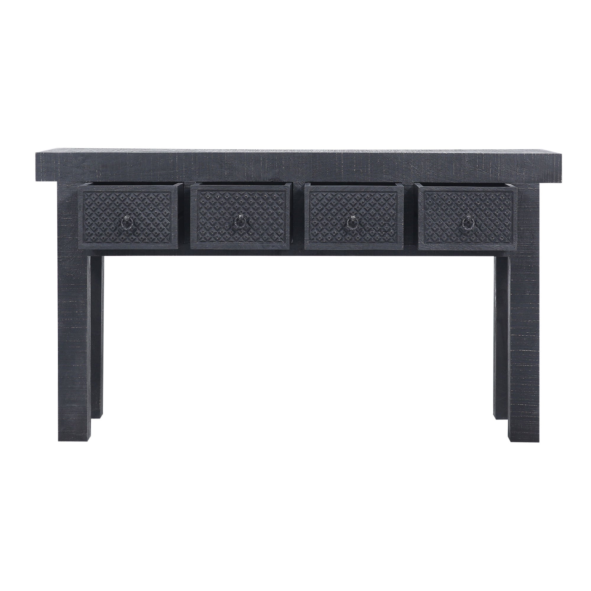 Veena Nomad Wooden Console Table in Distressed Black Finish in Dining Furniture by VMI