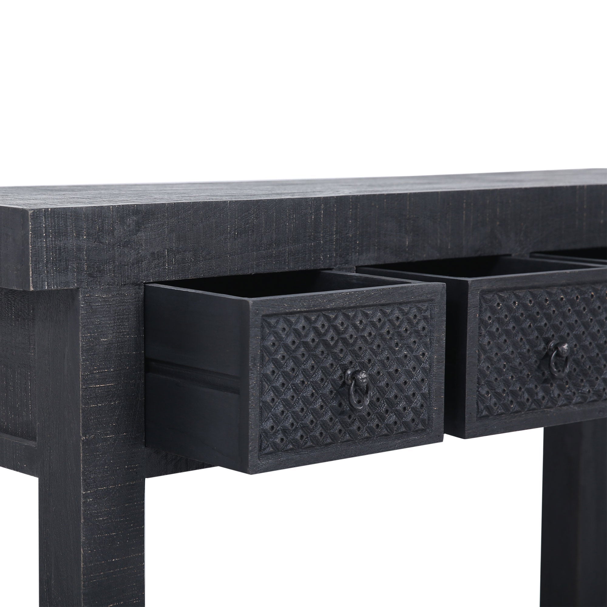 Veena Nomad Wooden Console Table in Distressed Black Finish in Dining Furniture by VMInnovations