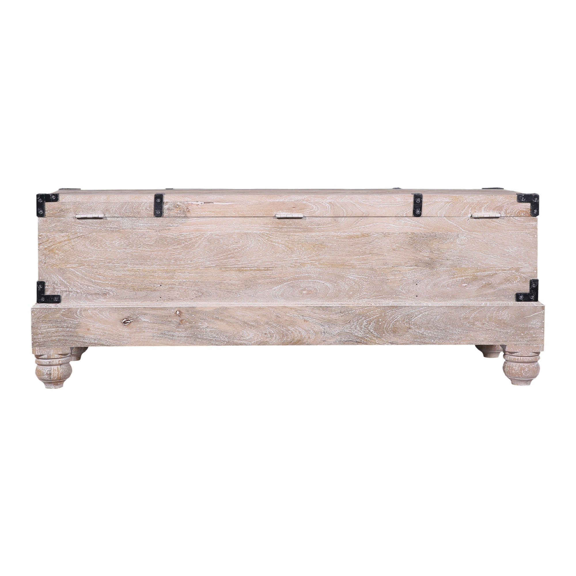 Nerio Nomad Wooden Storage Bench in Distressed Natural Finish in Ottomans & Benches by VMInnovations