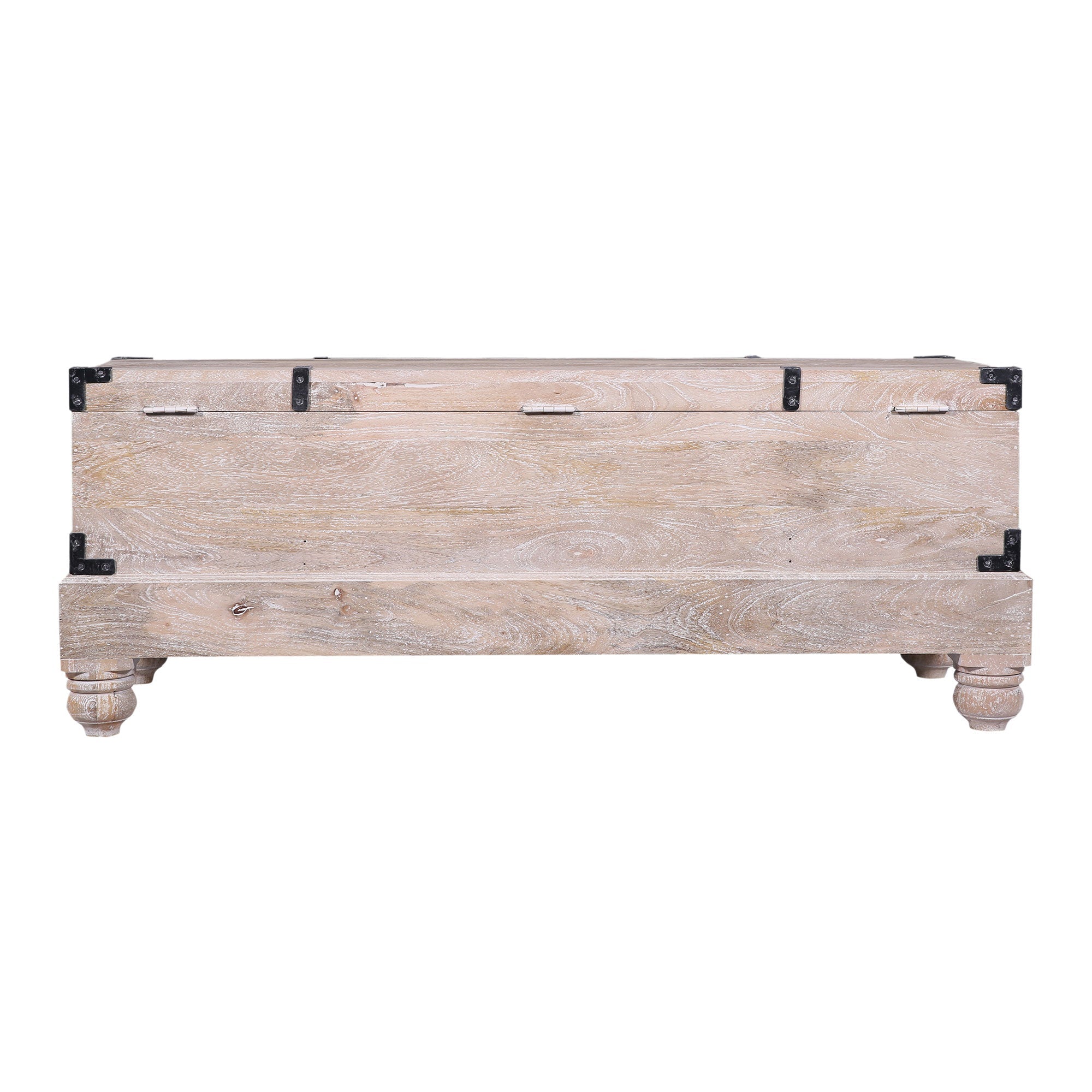 Nerio Nomad Wooden Storage Bench in Distressed Natural Finish in Ottomans & Benches by Maven Lane