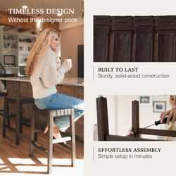 Emerson Counter Stool In Brown Finish & Brown Woven Leather Seat in Stools by Maven Lane