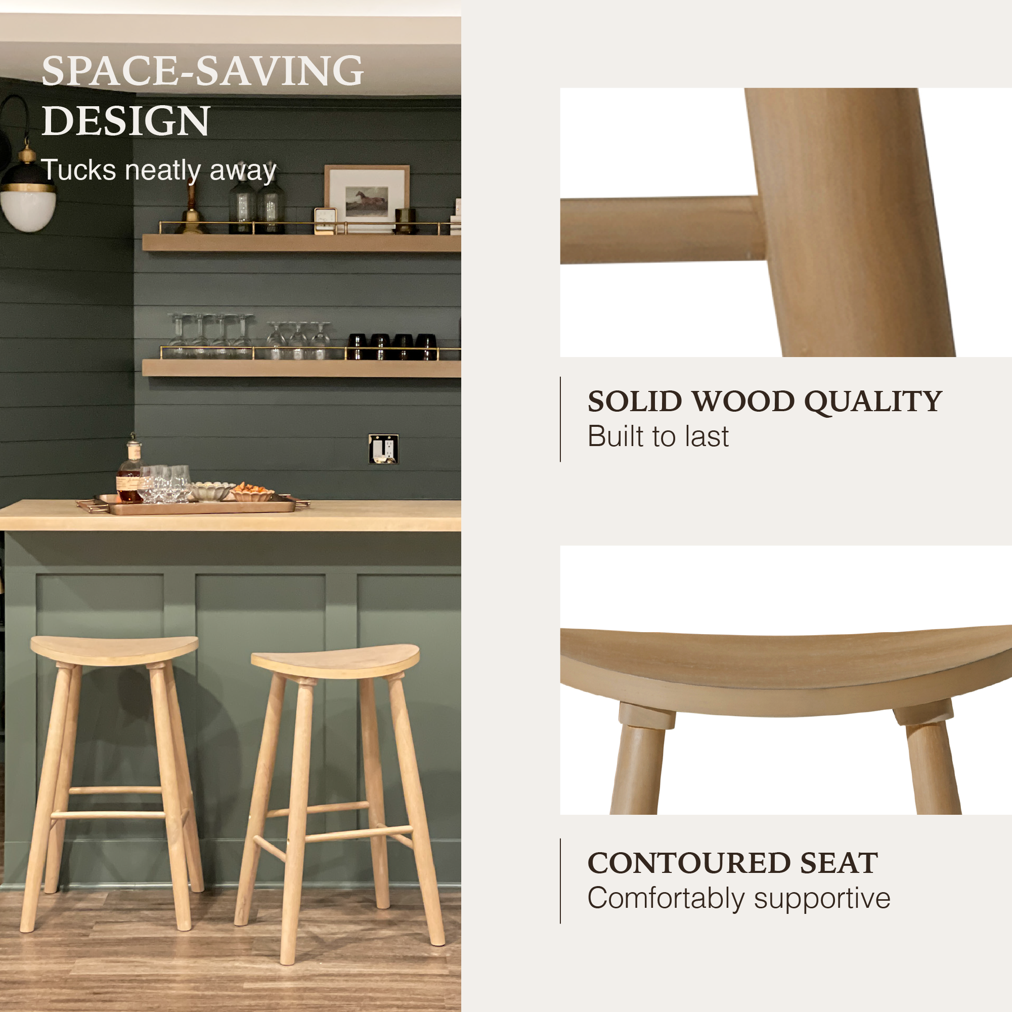 Luna Counter Stool in Natural Finish in Stools by Maven Lane