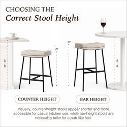 Berkley Counter Height Saddle Stool – Beige Fabric & Matte Black in Maven Lane by Maven Lane
